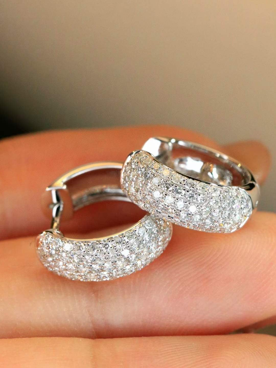 Elegant Full Diamond Hoop Earrings