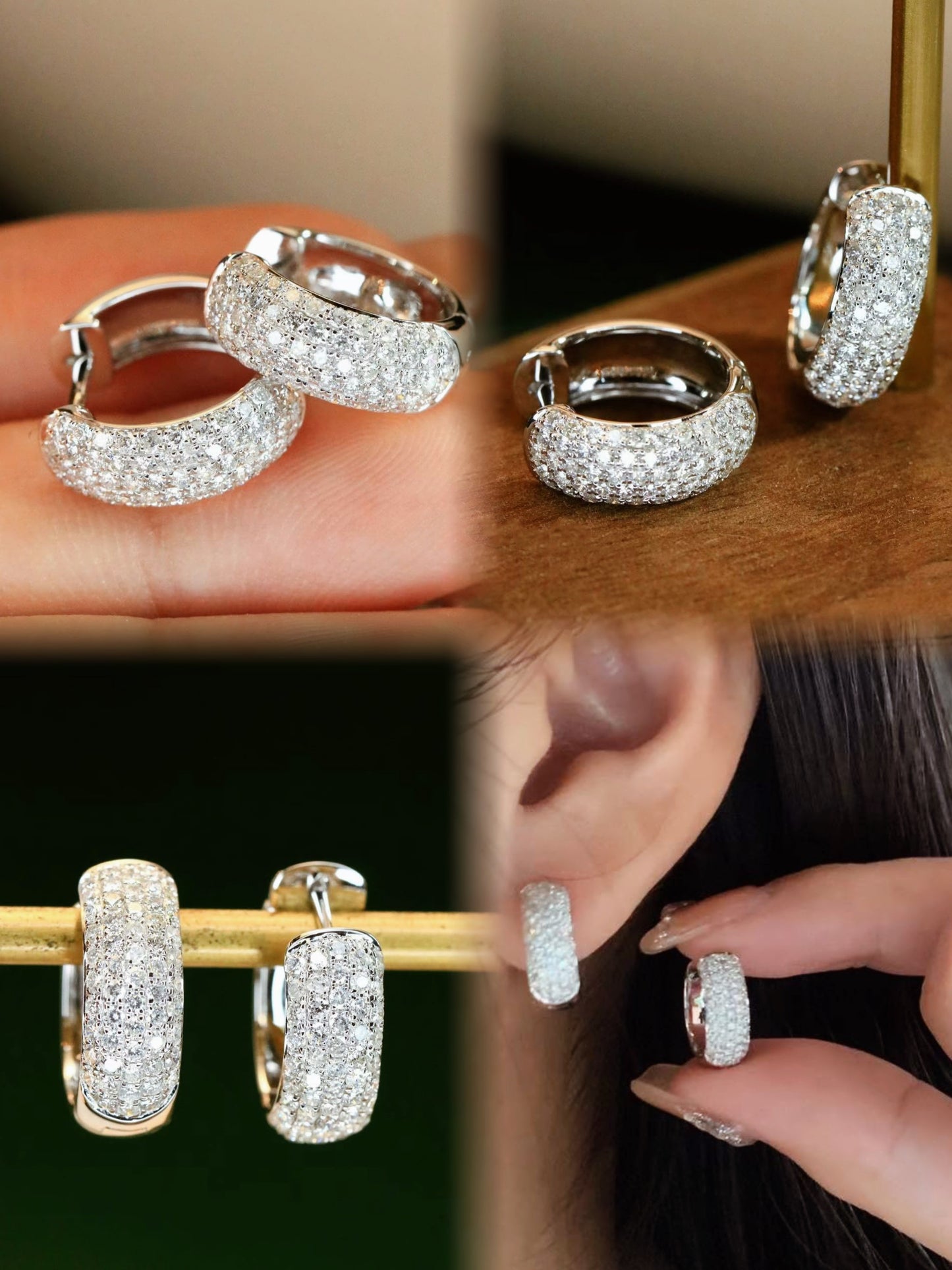 Elegant Full Diamond Hoop Earrings