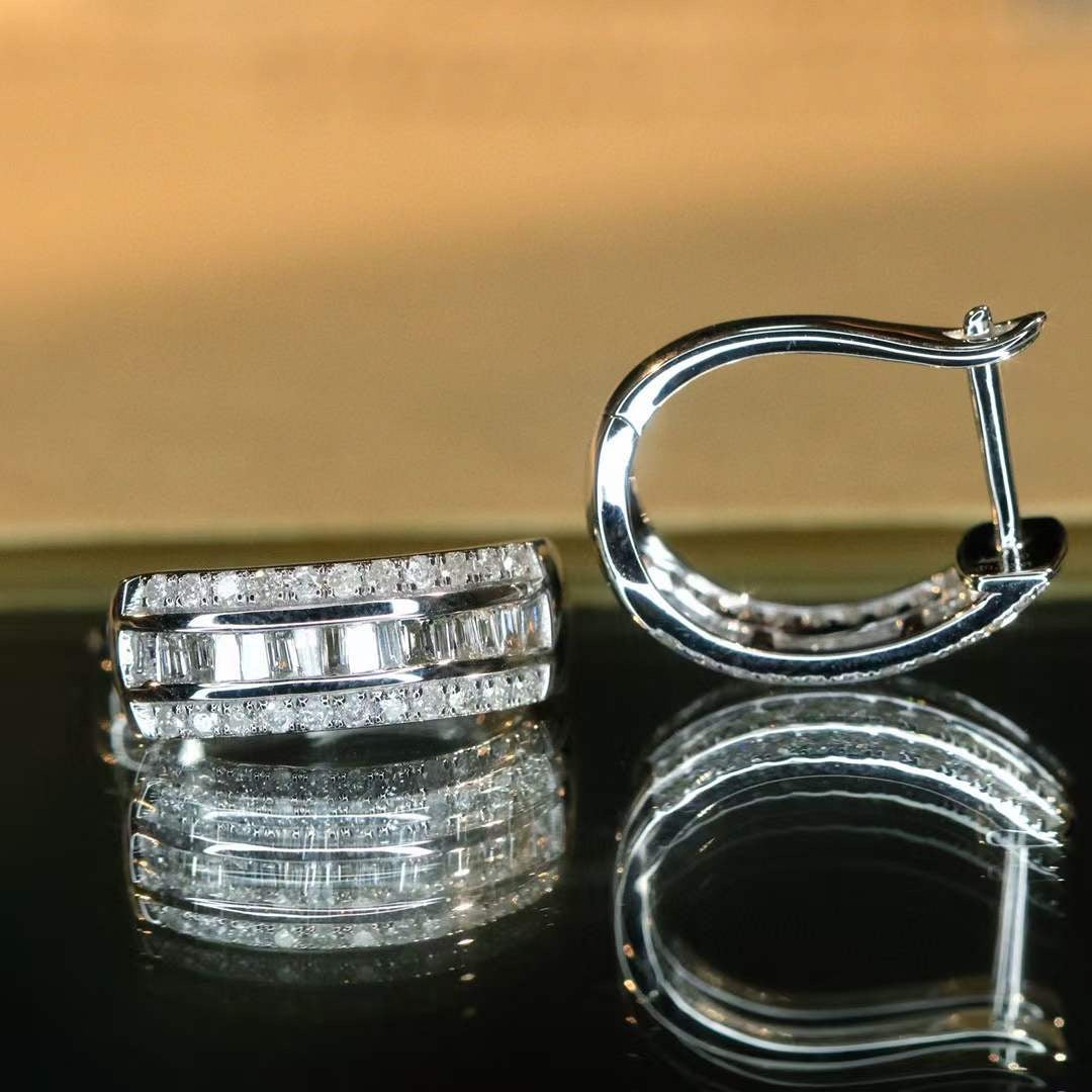 Classic Full Diamond Hoop Earrings
