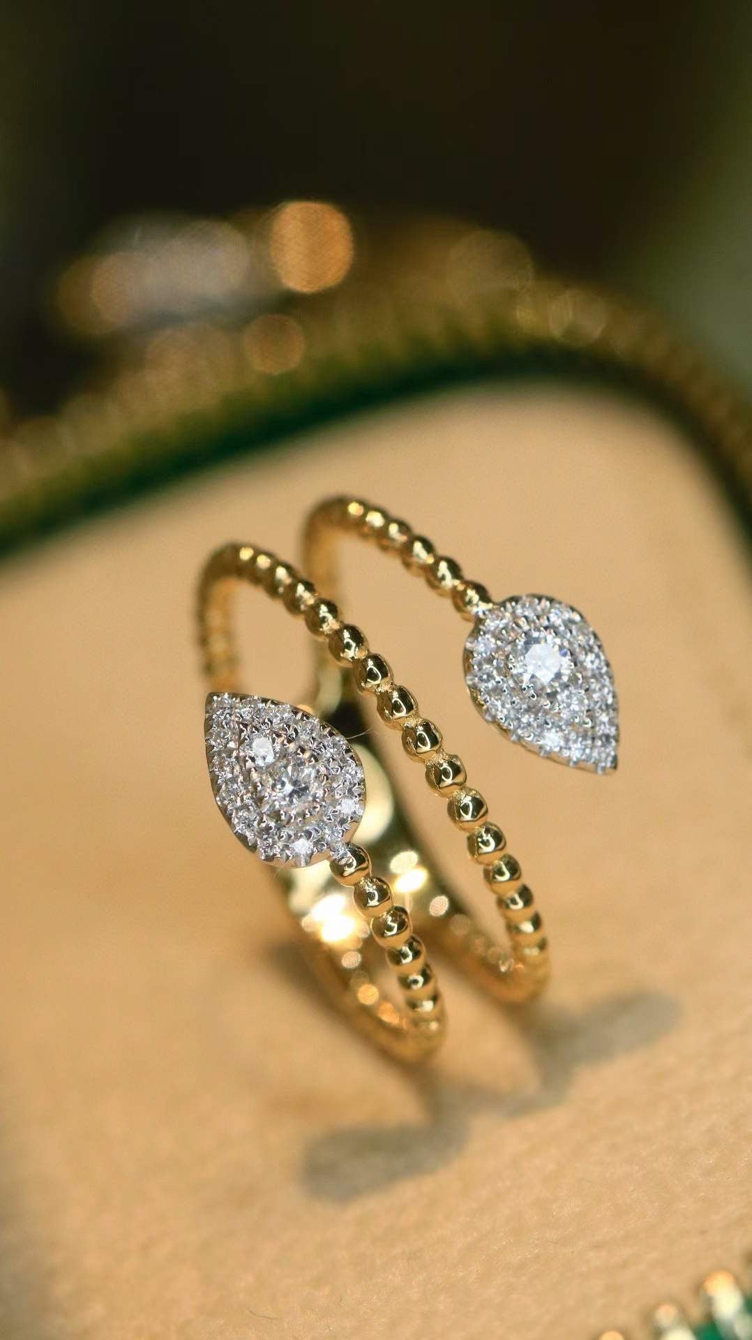 Luxury Double Teardrop Diamond Ring
