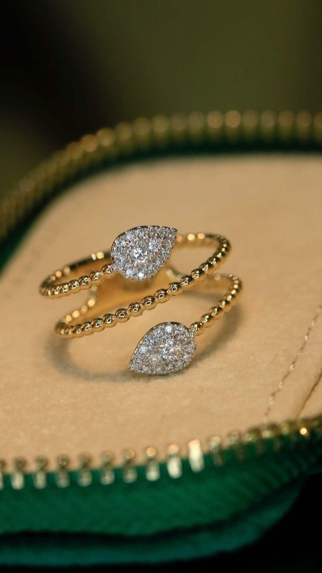 Luxury Double Teardrop Diamond Ring