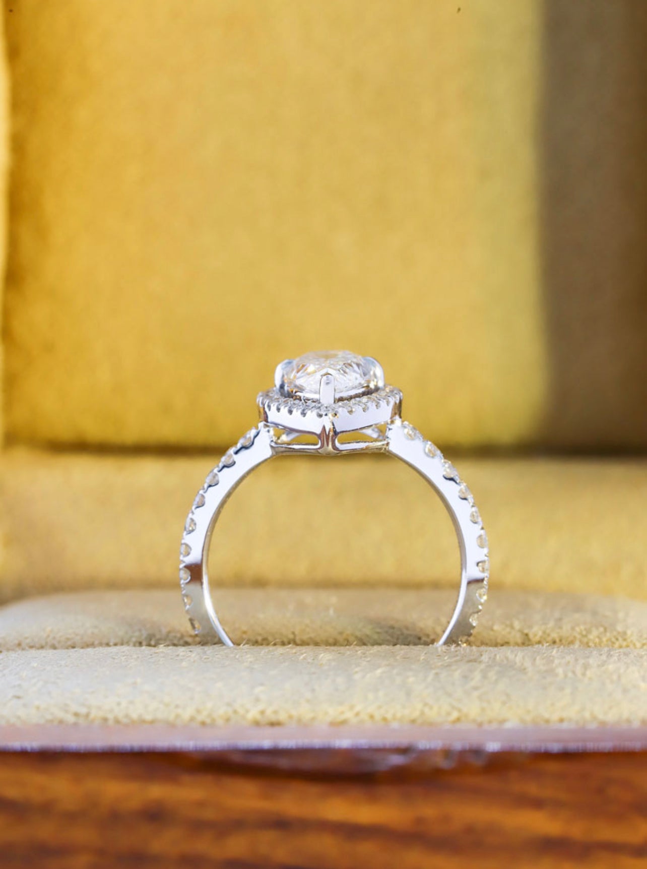 2.0CT Pear Cut Diamond Halo Ring in 18K White Gold | Engagement, Promise & Anniversary