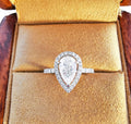 2.0CT Pear Cut Diamond Halo Ring in 18K White Gold | Engagement, Promise & Anniversary