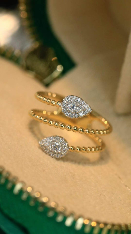 Luxury Double Teardrop Diamond Ring