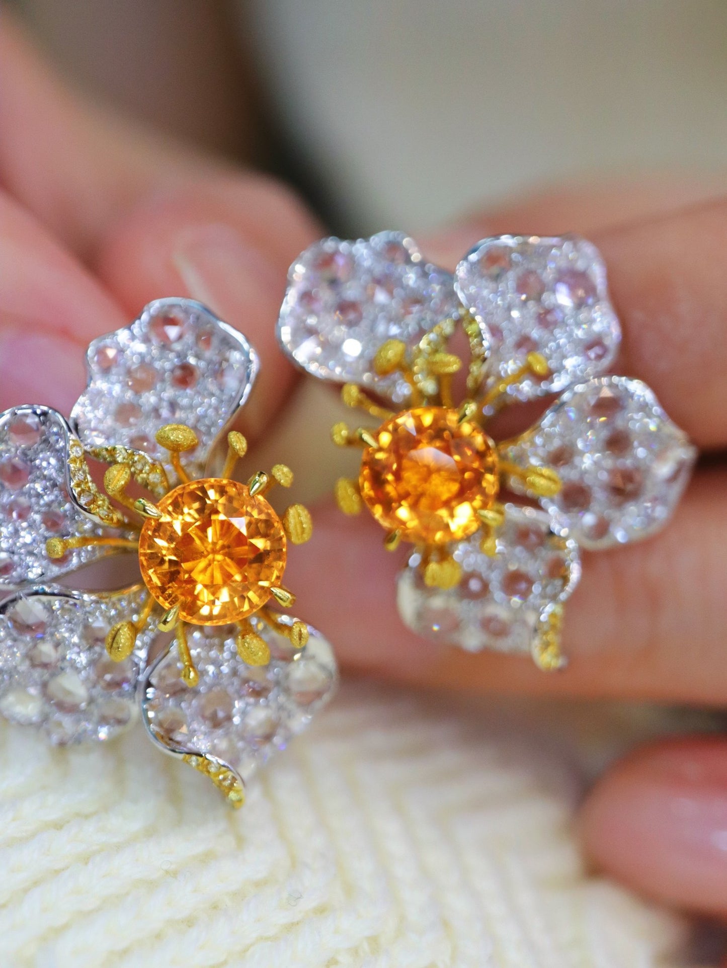 Spessartite Garnet Set with 18K Gold and Diamonds