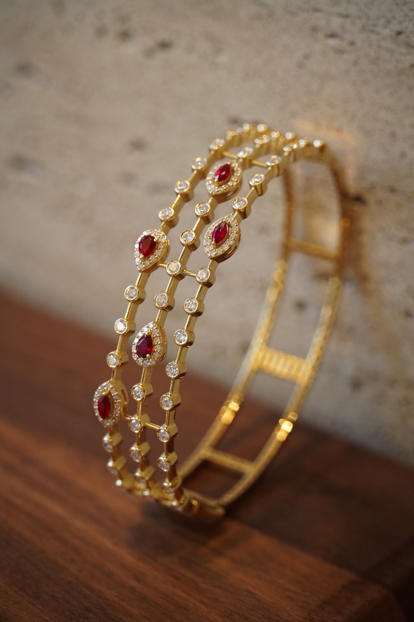 Serwa Jewellery | The Trinità Bangle – Pigeon Blood Ruby & Diamond