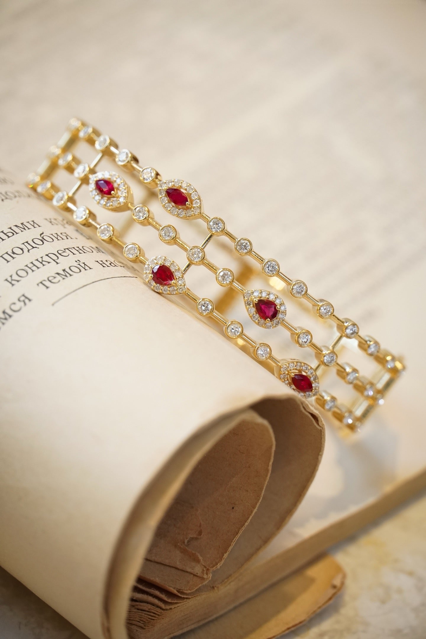 Serwa Jewellery | The Trinità Bangle – Pigeon Blood Ruby & Diamond