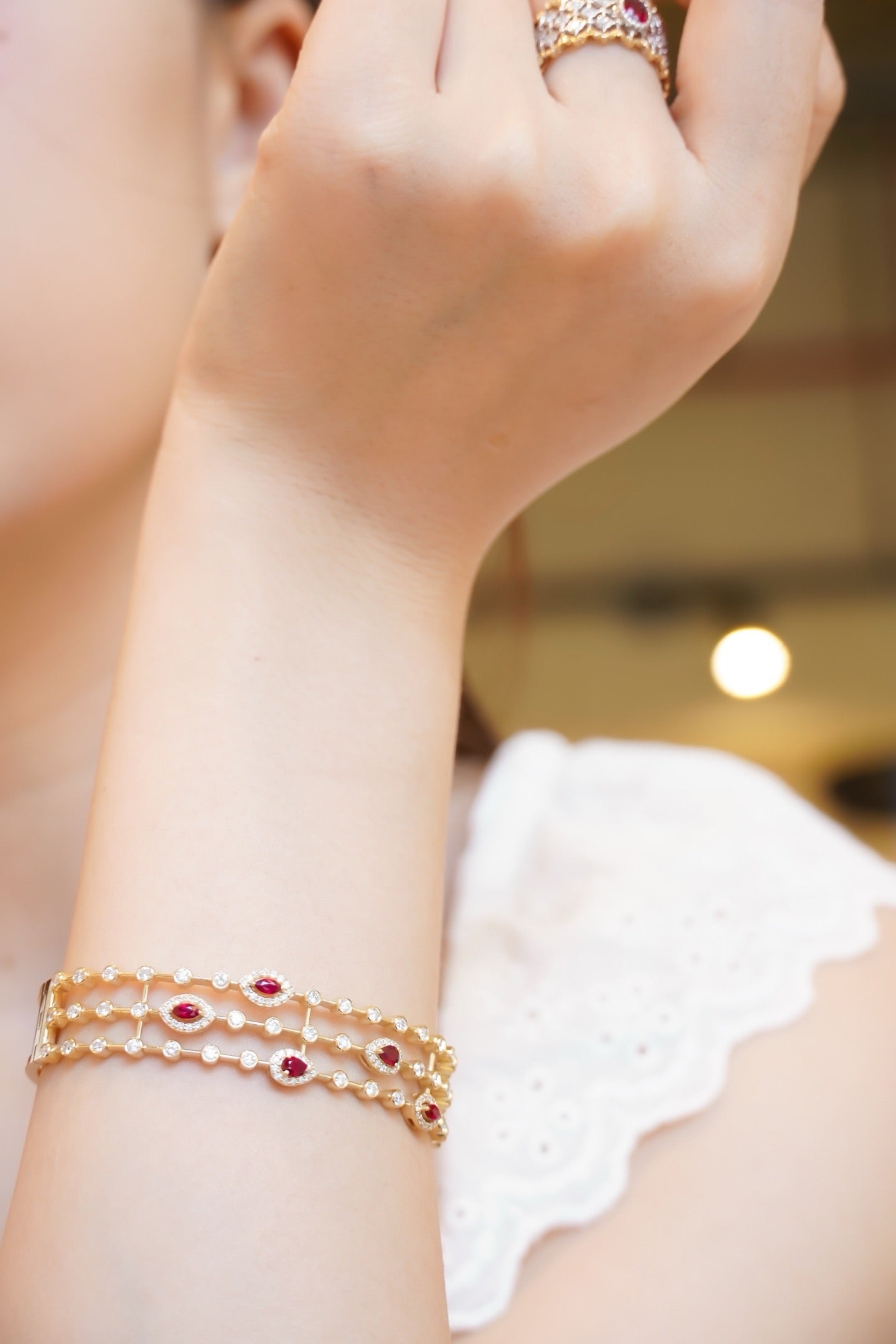 Serwa Jewellery | The Trinità Bangle – Pigeon Blood Ruby & Diamond