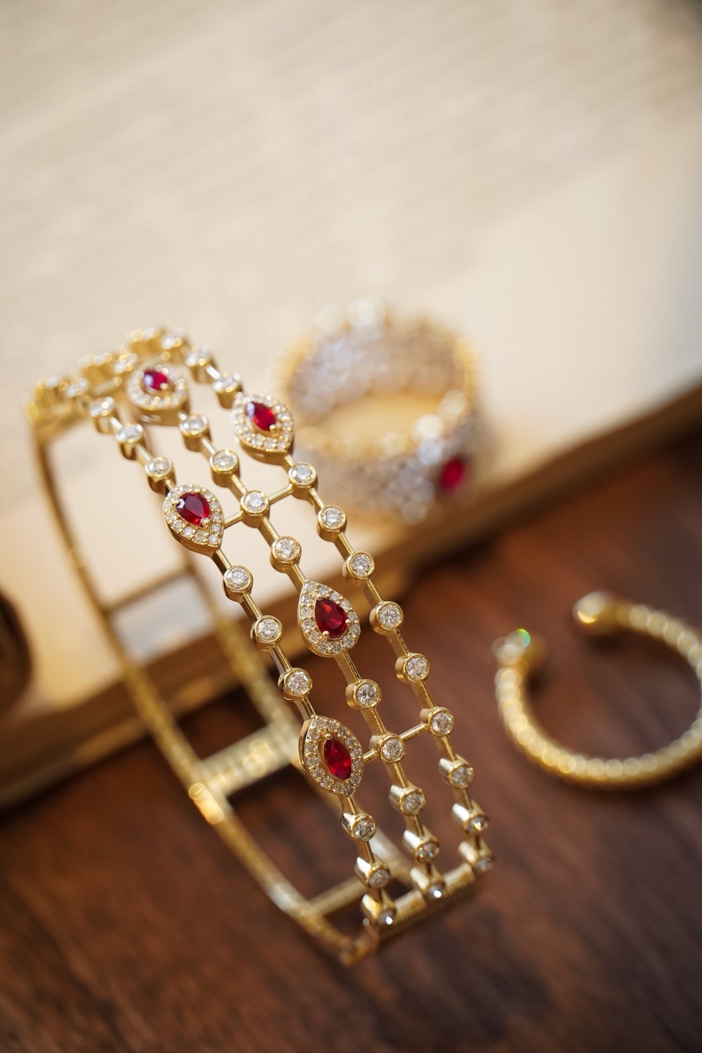 Serwa Jewellery | The Trinità Bangle – Pigeon Blood Ruby & Diamond