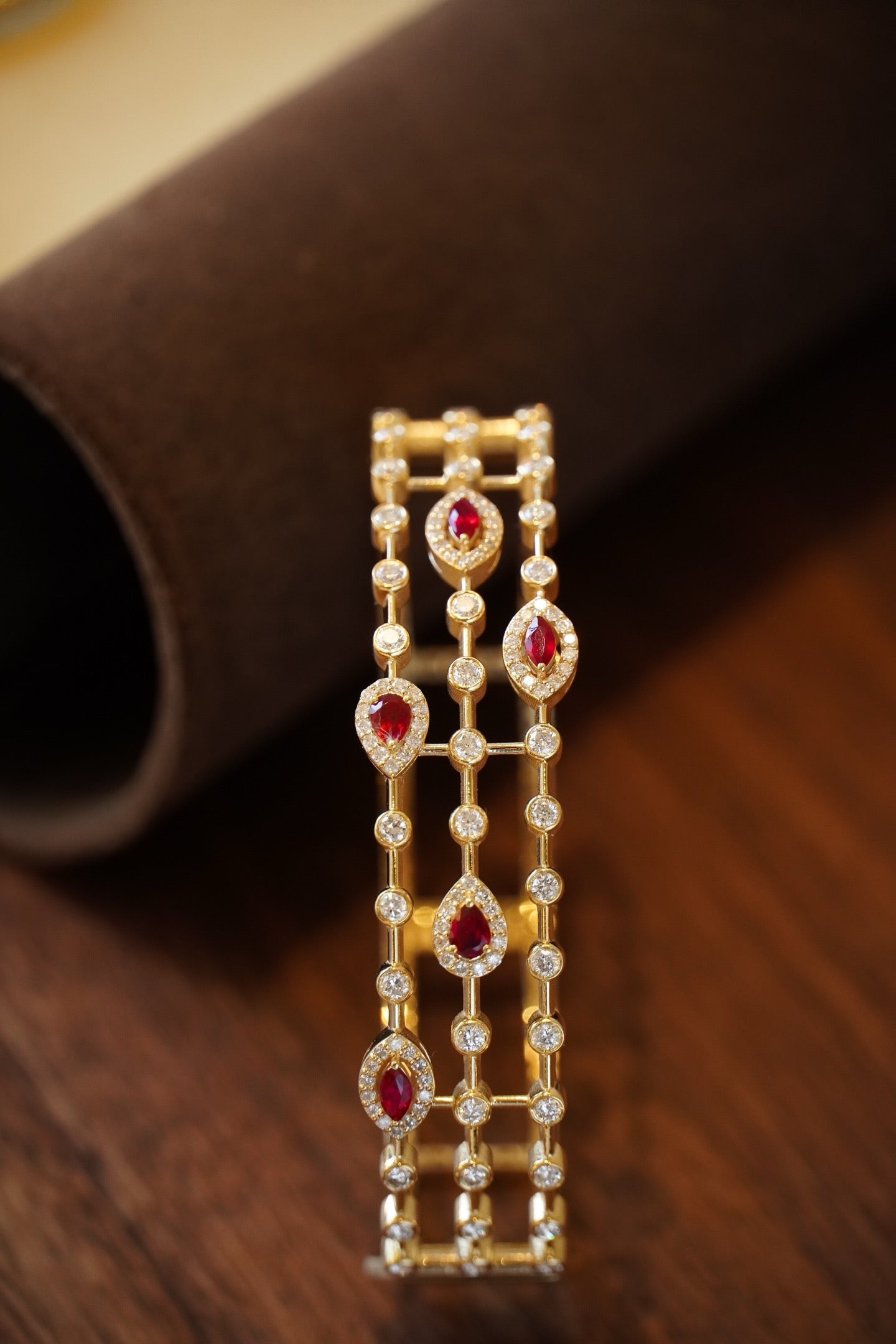 Serwa Jewellery | The Trinità Bangle – Pigeon Blood Ruby & Diamond