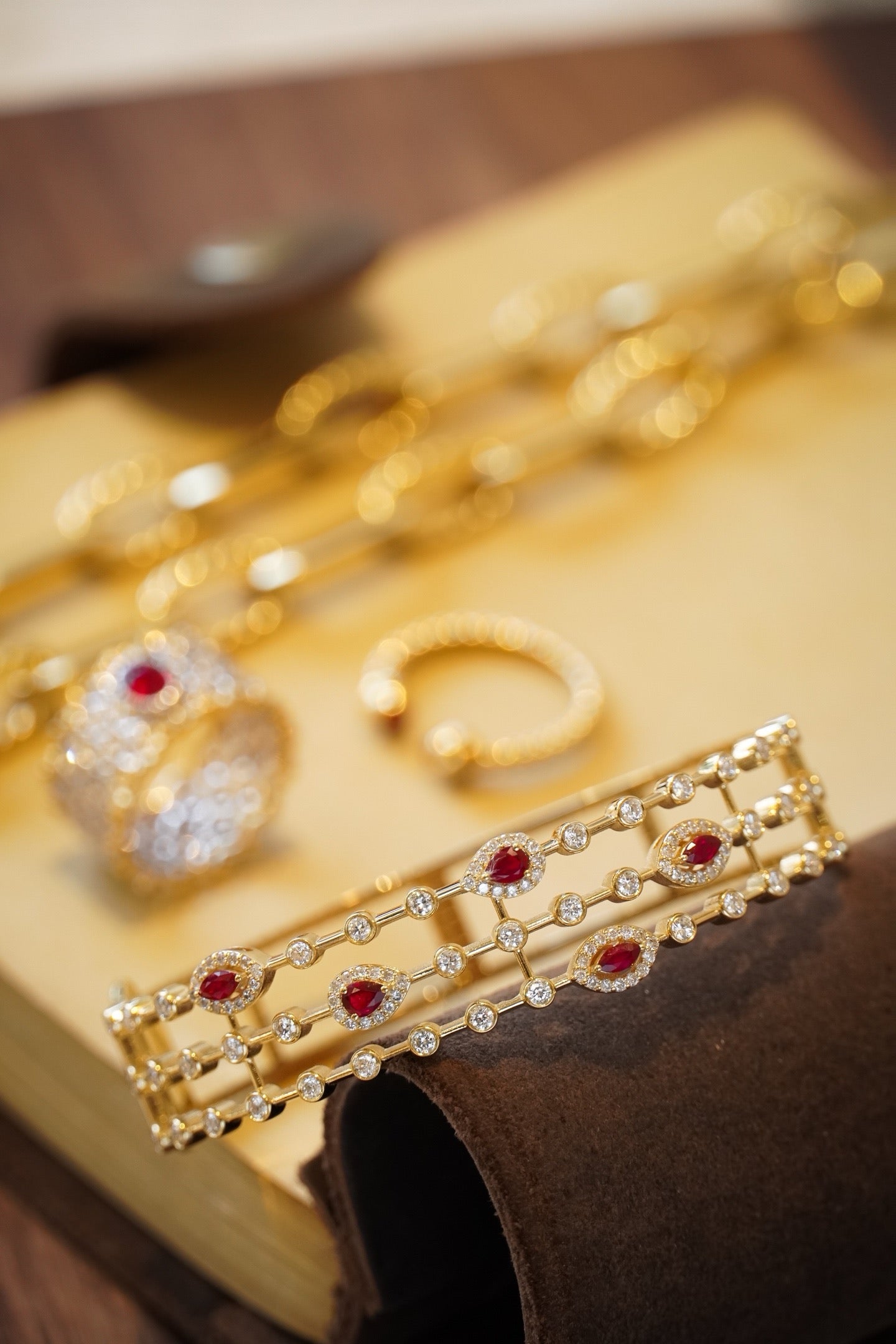 Serwa Jewellery | The Trinità Bangle – Pigeon Blood Ruby & Diamond