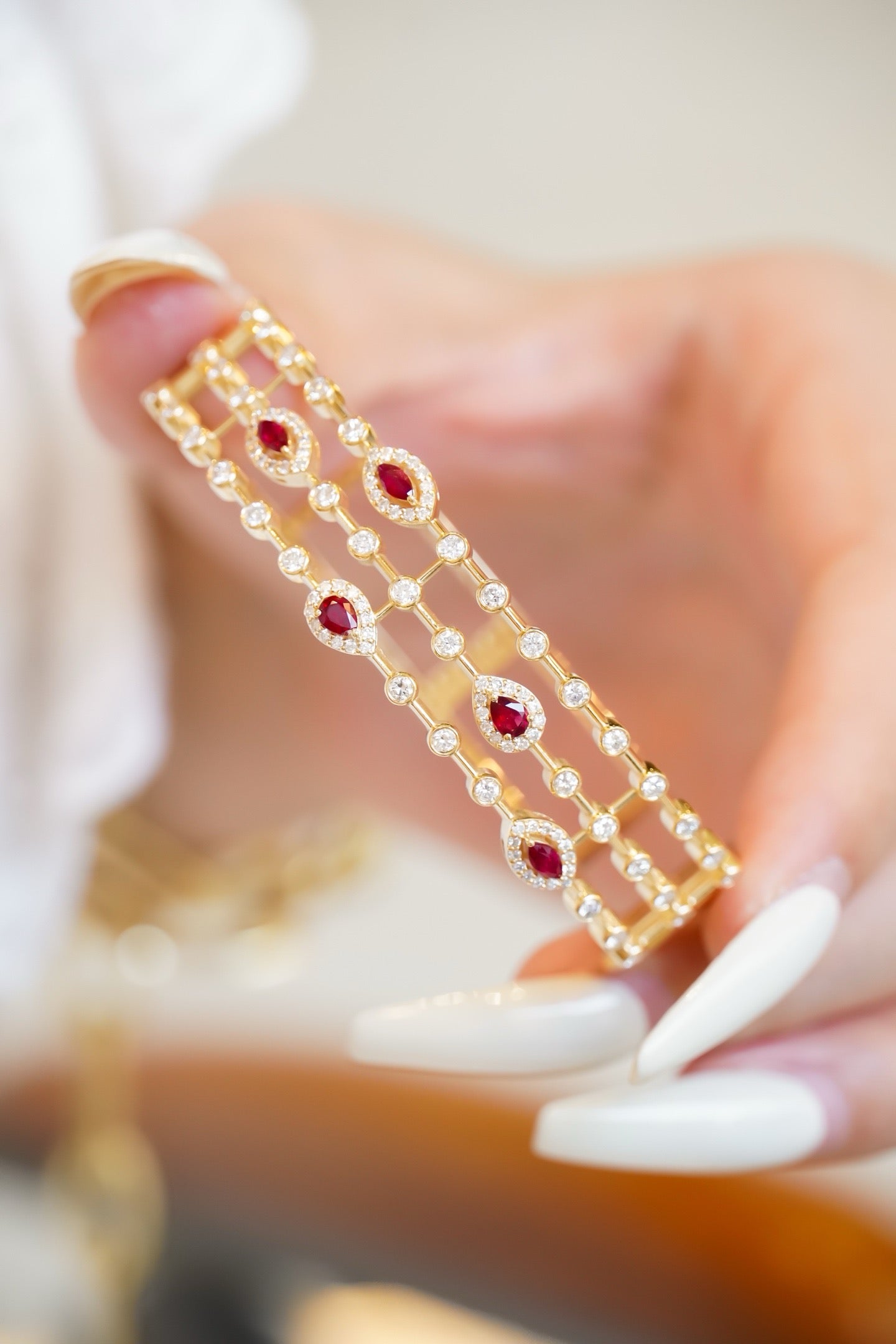 Serwa Jewellery | The Trinità Bangle – Pigeon Blood Ruby & Diamond
