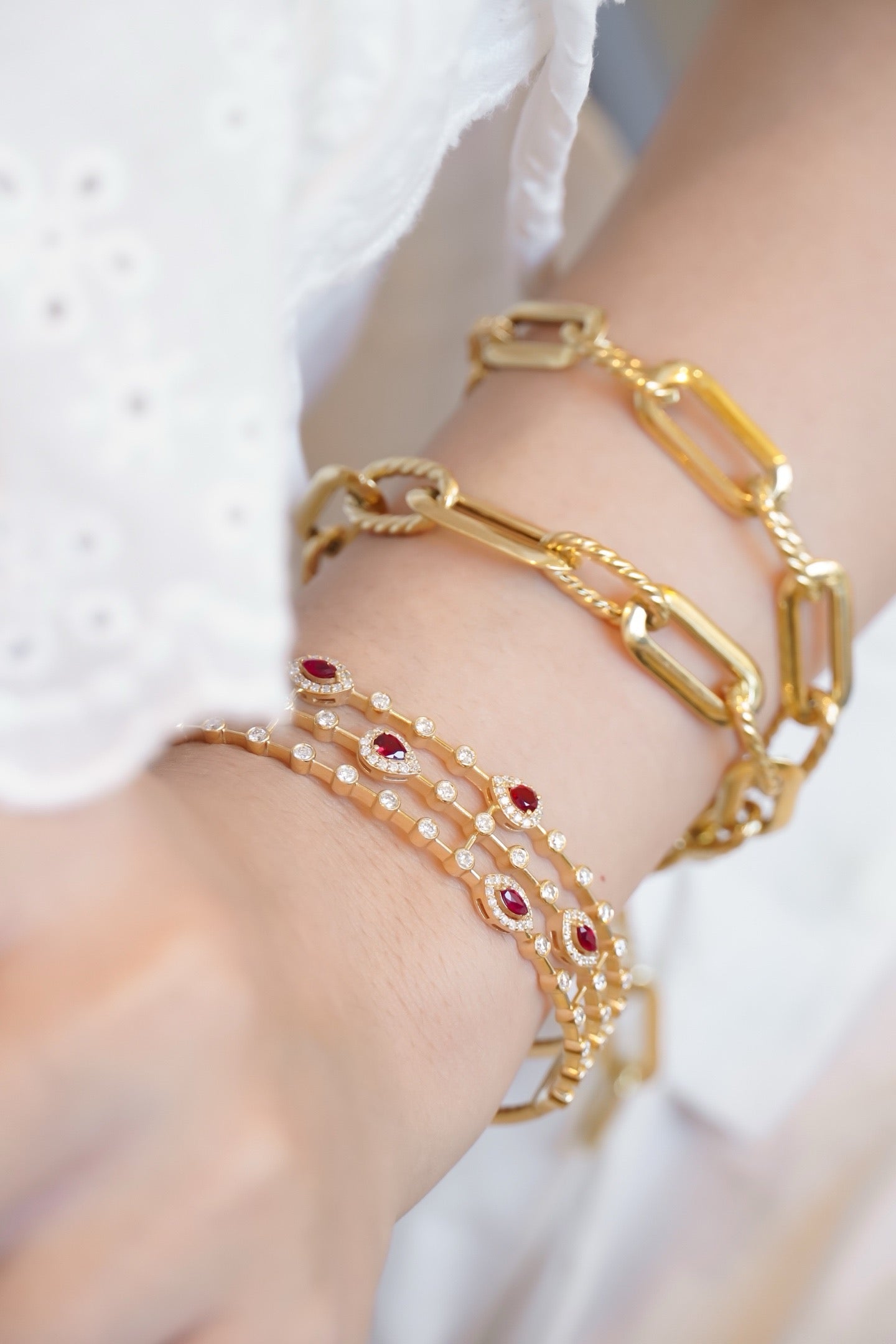 Serwa Jewellery | The Trinità Bangle – Pigeon Blood Ruby & Diamond