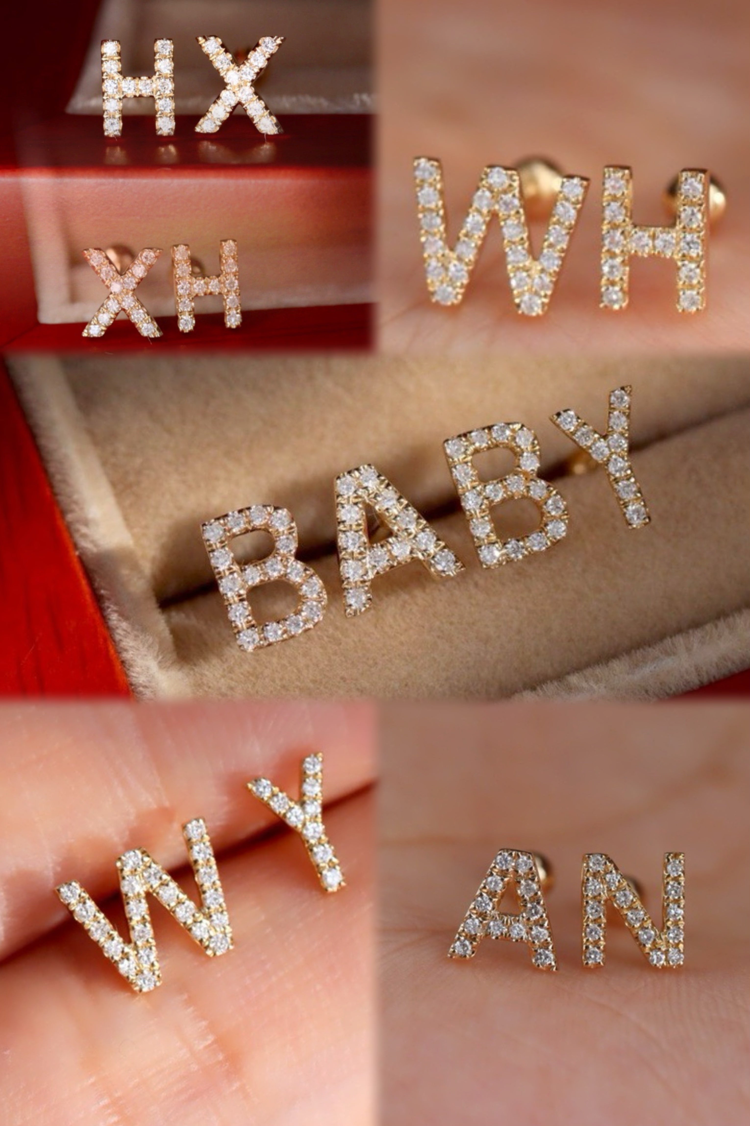 Serwa Jewellery | A–Z Diamond Letter Stud Earrings