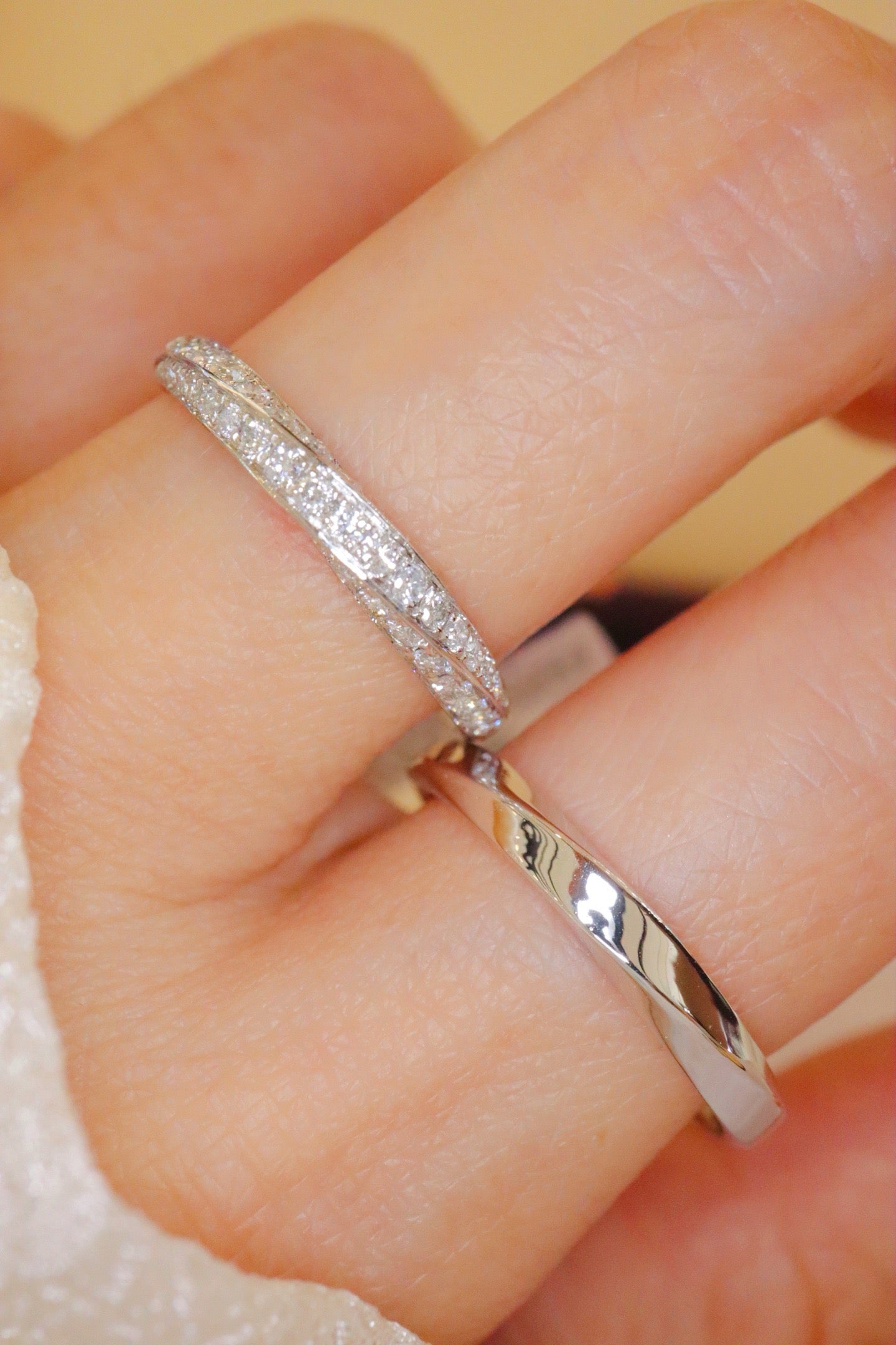 Serwa Jewellery | Wheel of Destiny – Platinum Diamond Couple Rings