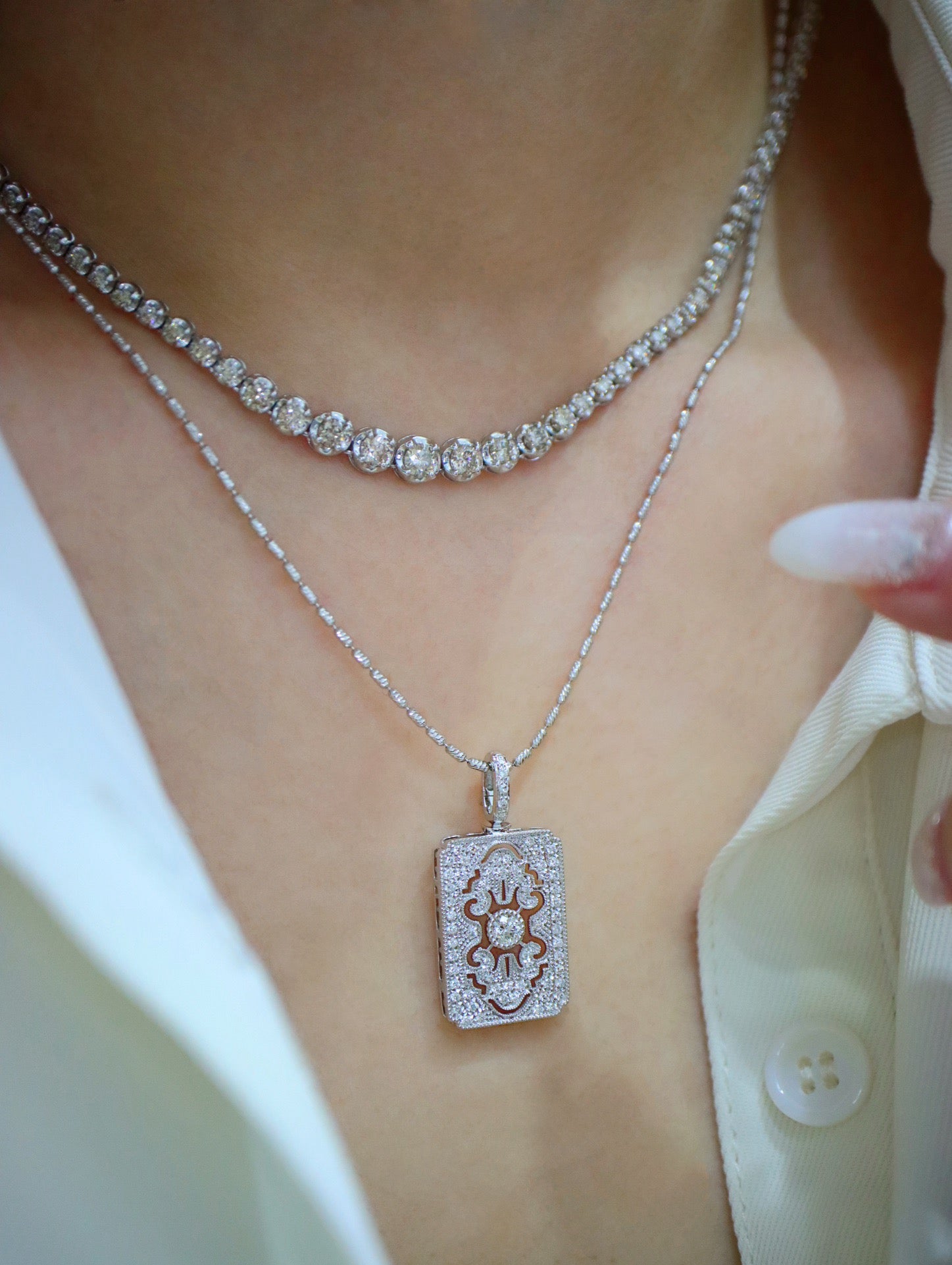 Serwa Jewellery | Art Deco Radiance – Diamond Pendant Necklace