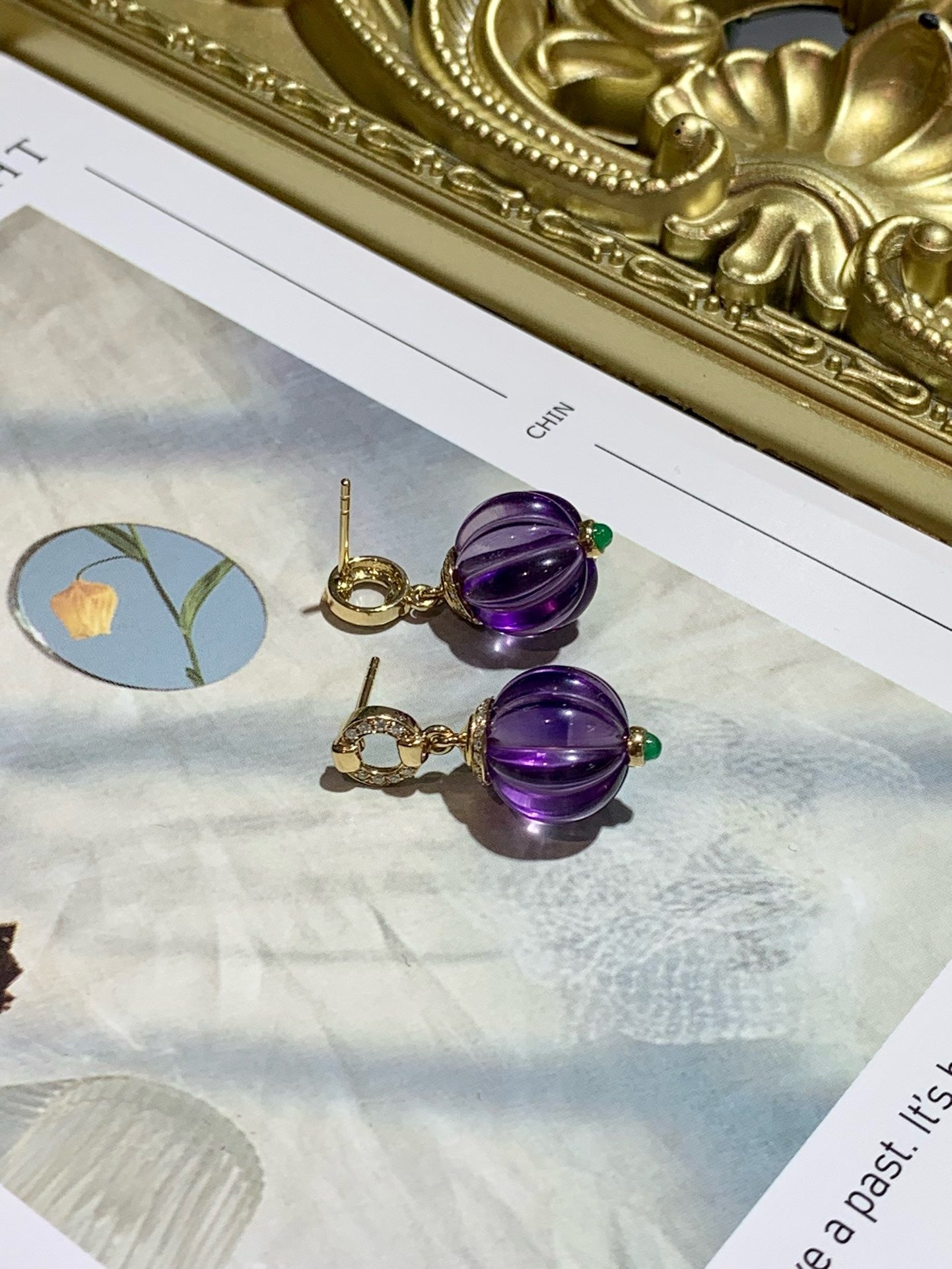 Serwa Jewellery | Amethyst Pumpkin Set – Earrings & Necklace in 18K Gold