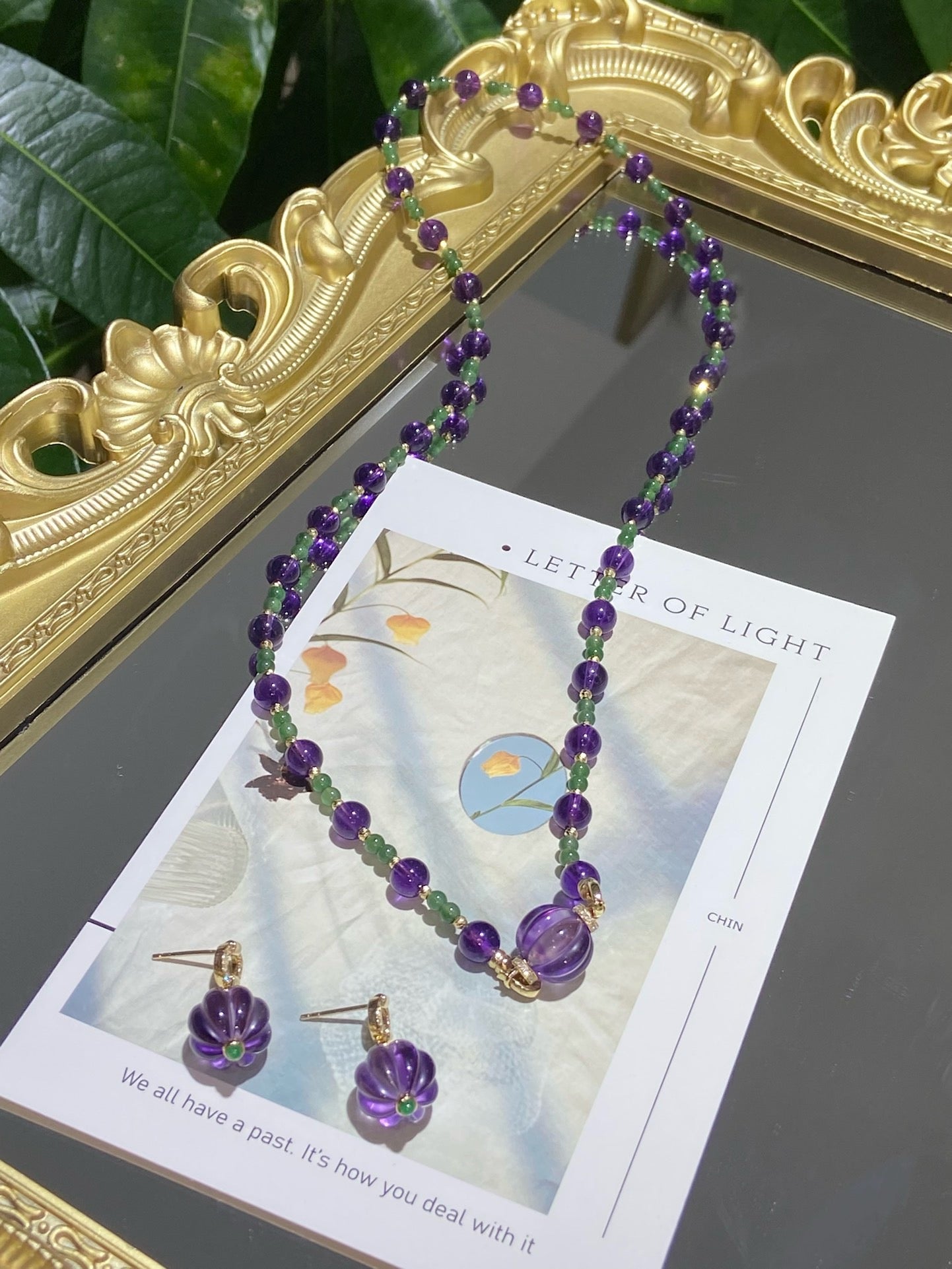 Serwa Jewellery | Amethyst Pumpkin Set – Earrings & Necklace in 18K Gold