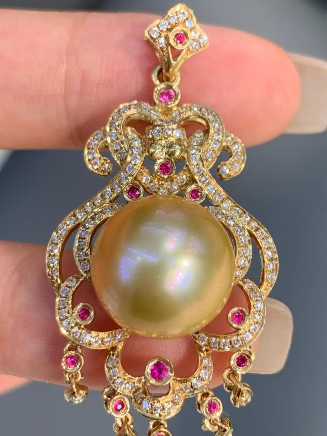 Serwa Jewellery | Royal Radiance – South Sea Golden Pearl & Ruby Pendant