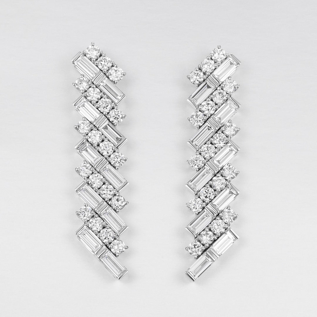 Serwa Jewellery | Architectural Cascade – PT900 Lab-Grown Diamond Earrings