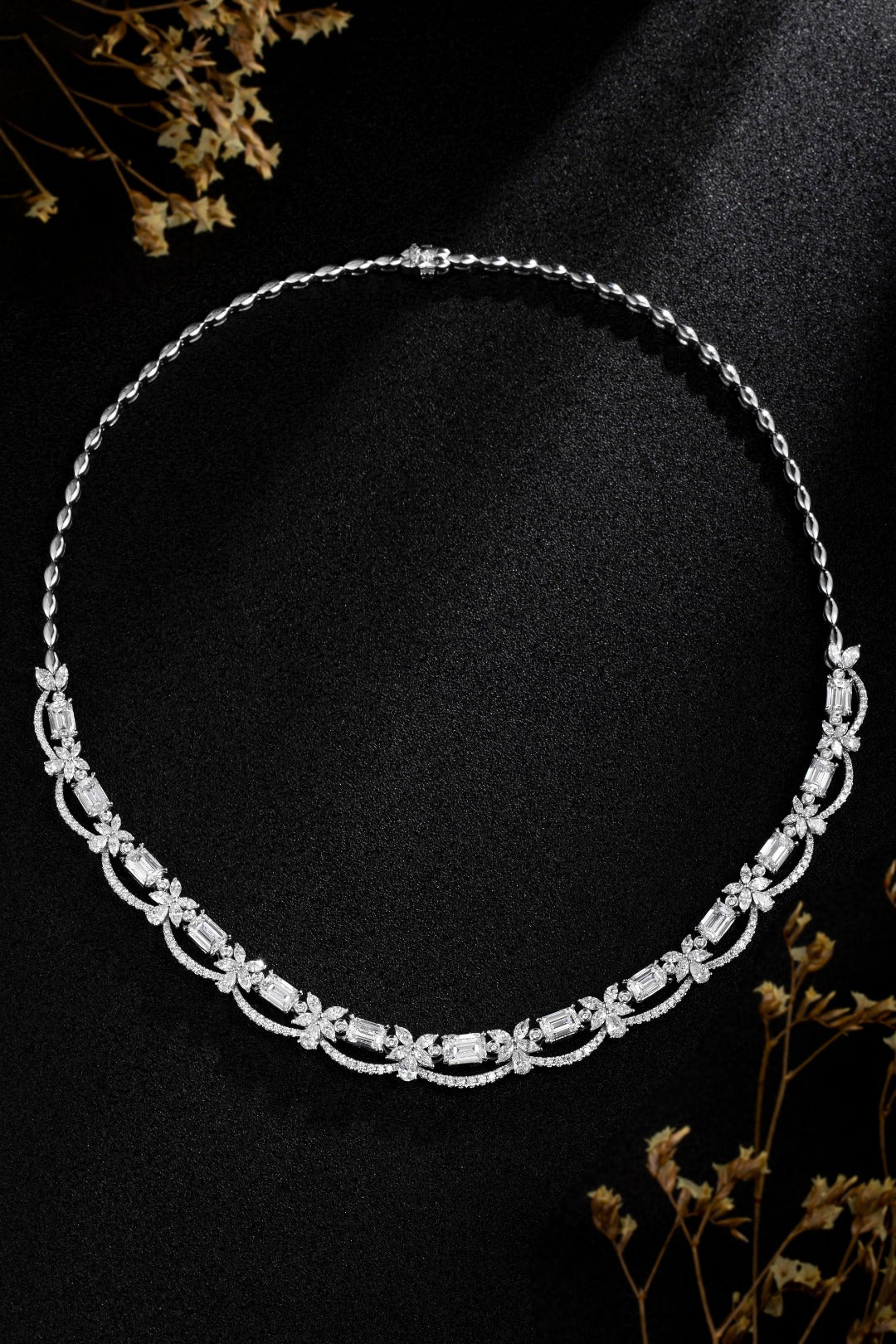 Serwa Jewellery | Floral Arc Symphony – PT900 Lab-Grown Diamond Necklace
