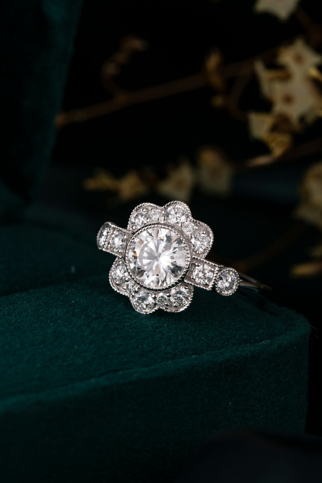 Serwa Jewellery | Floral Halo Radiance – PT900 Lab-Grown Diamond Ring