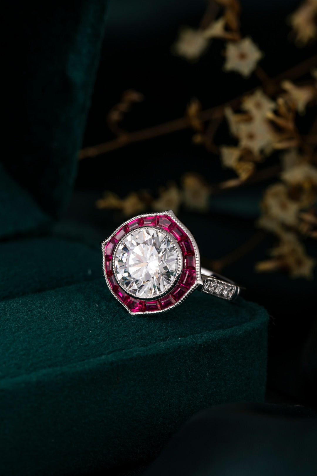 Serwa Jewellery | Crimson Halo Grandeur – PT900 Lab-Grown Diamond Ring
