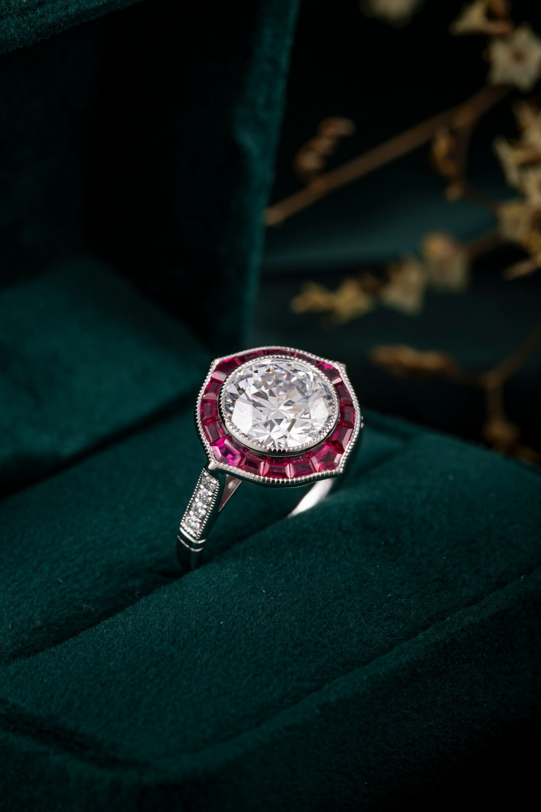 Serwa Jewellery | Crimson Halo Grandeur – PT900 Lab-Grown Diamond Ring