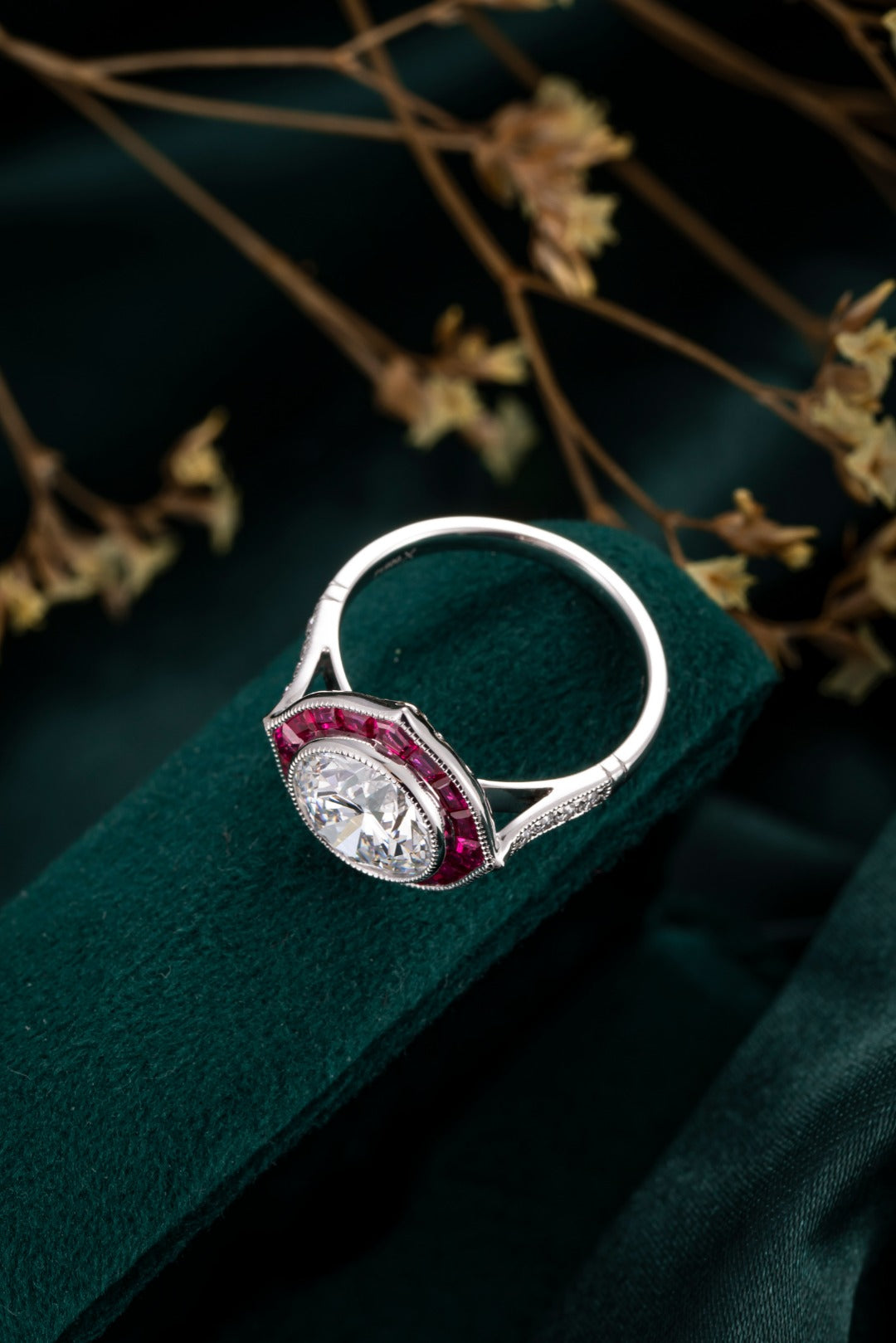 Serwa Jewellery | Crimson Halo Grandeur – PT900 Lab-Grown Diamond Ring