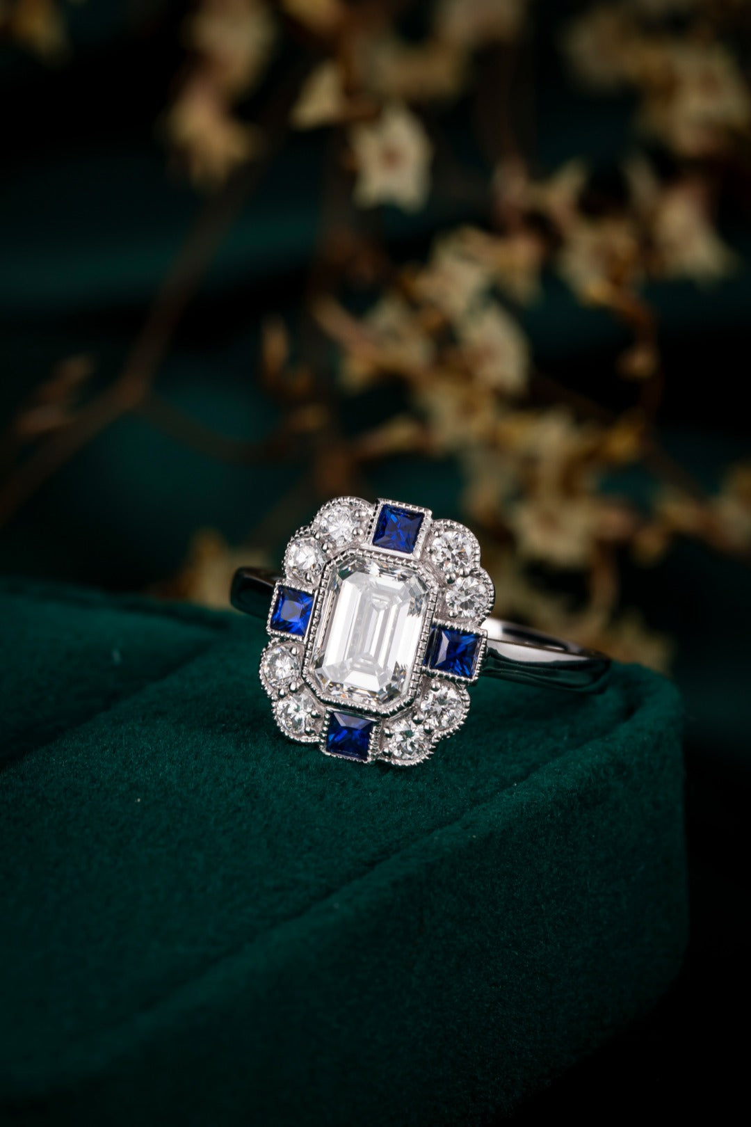 Serwa Jewellery | Sapphire Crest Halo – PT900 Lab-Grown Diamond Ring