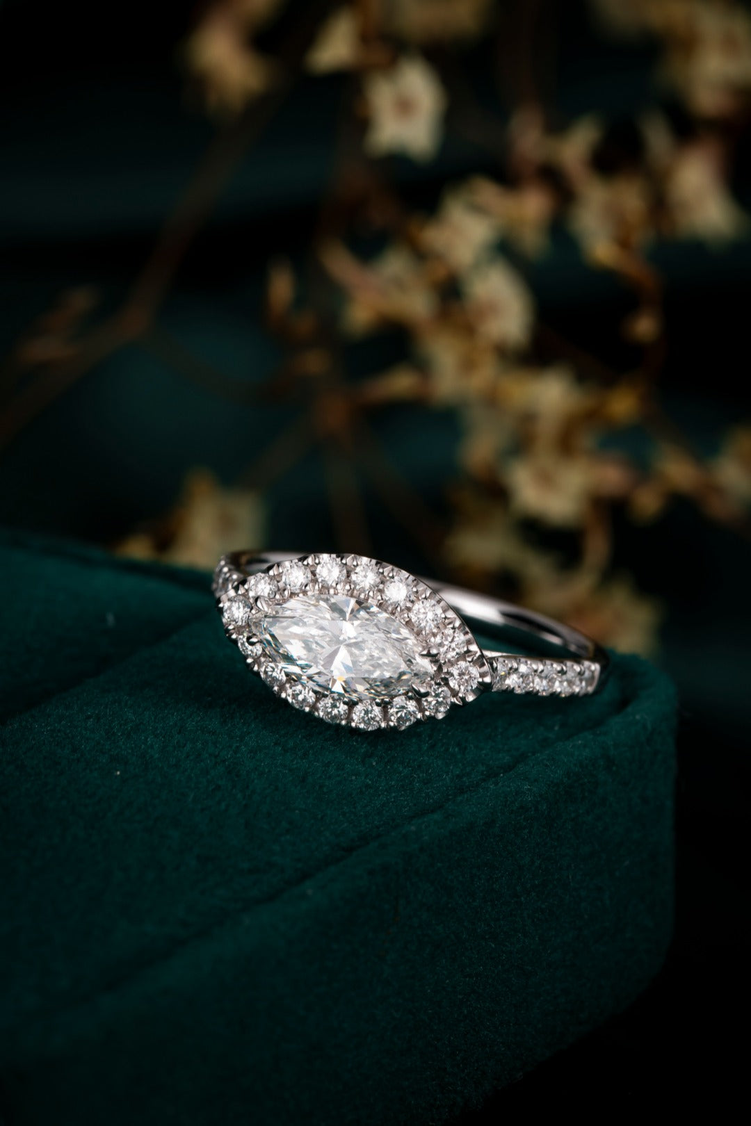 Serwa Jewellery | Marquise Halo Elegance – PT900 Lab-Grown Diamond Ring