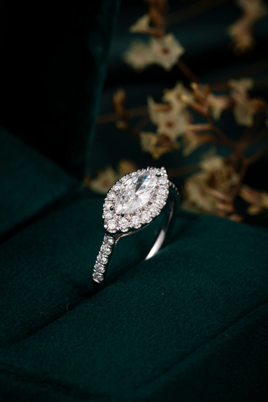 Serwa Jewellery | Marquise Halo Elegance – PT900 Lab-Grown Diamond Ring