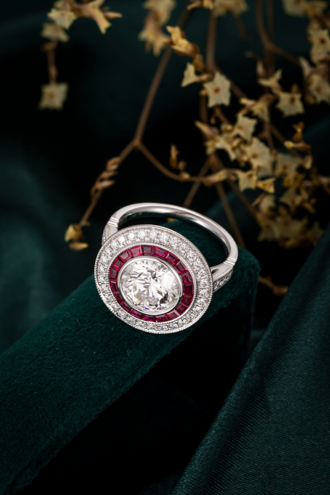 Serwa Jewellery | Ruby Halo Grandeur – PT900 Lab-Grown Diamond Ring