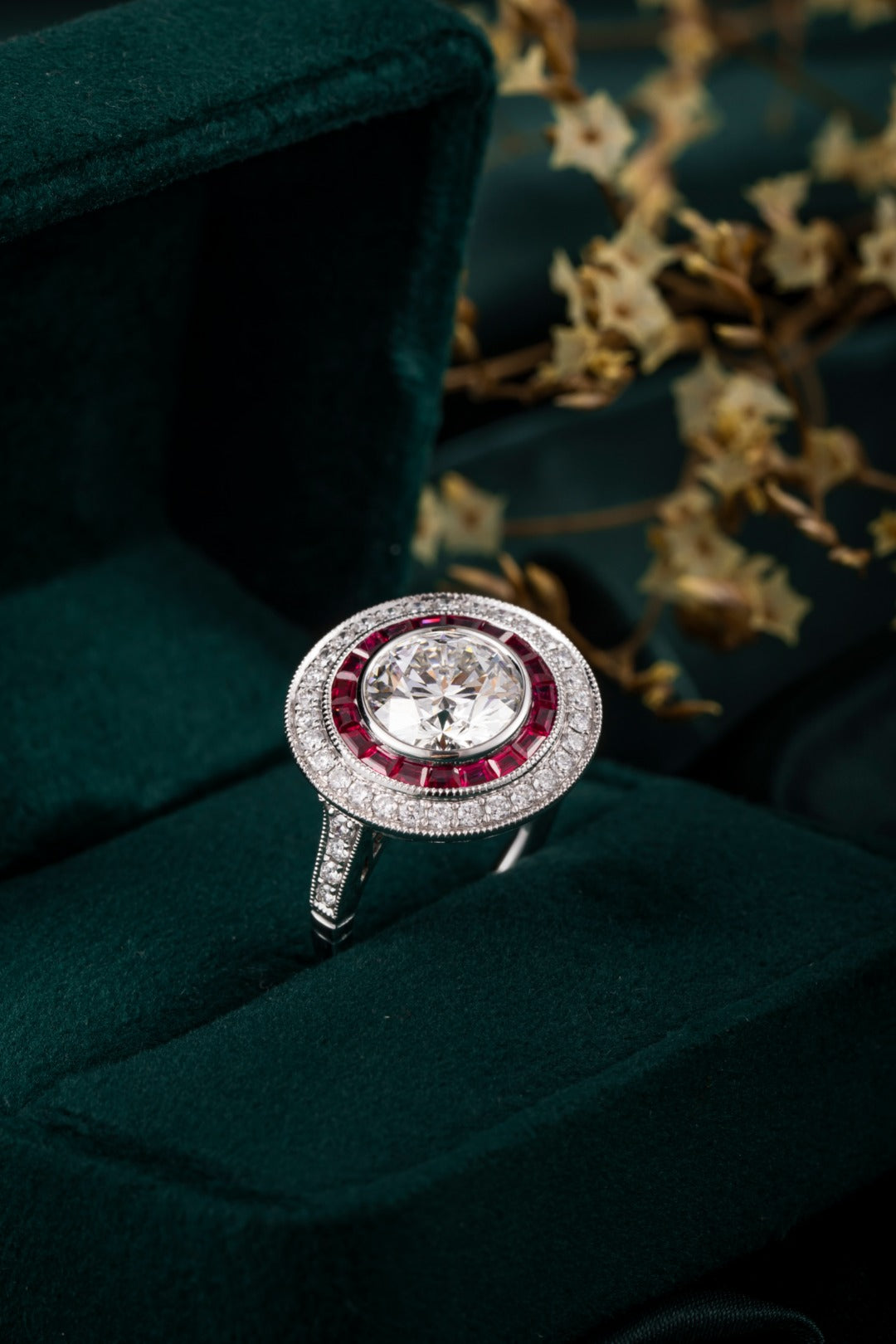Serwa Jewellery | Ruby Halo Grandeur – PT900 Lab-Grown Diamond Ring