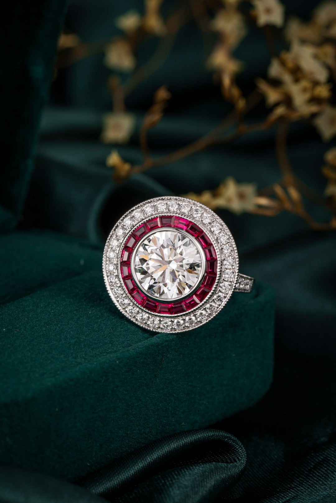 Serwa Jewellery | Ruby Halo Grandeur – PT900 Lab-Grown Diamond Ring