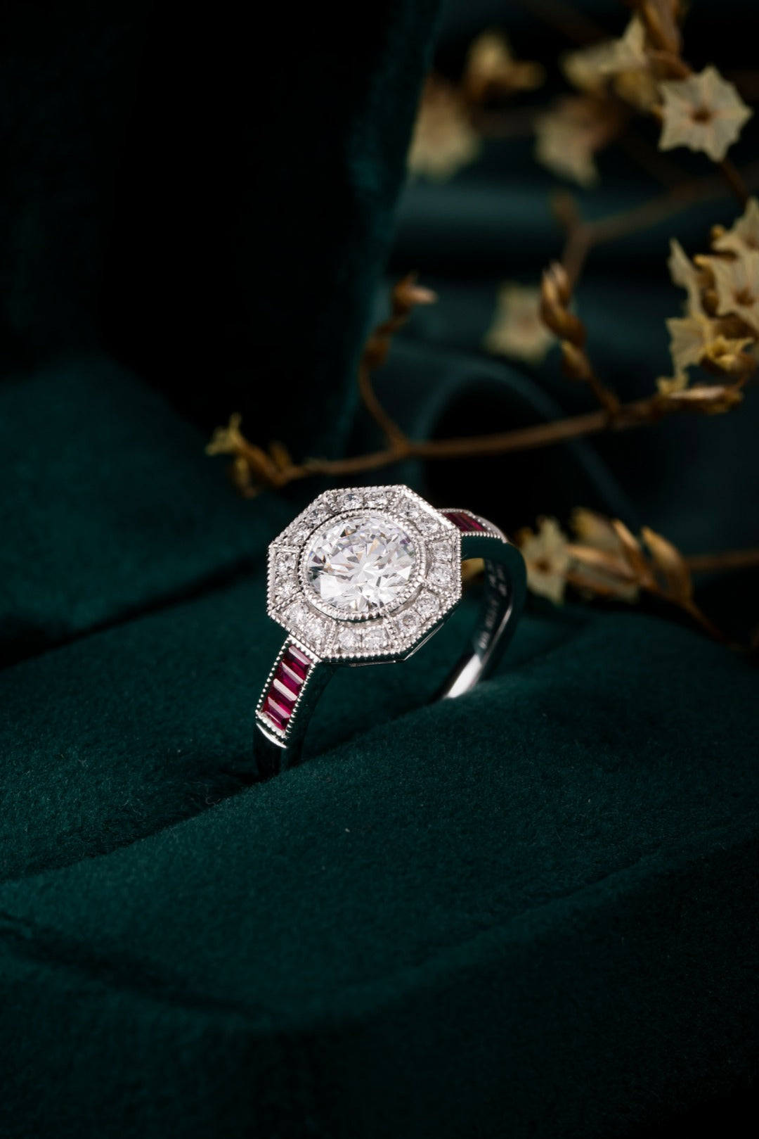 Serwa Jewellery | Octagonal Halo Heritage – PT900 Lab-Grown Diamond Ring
