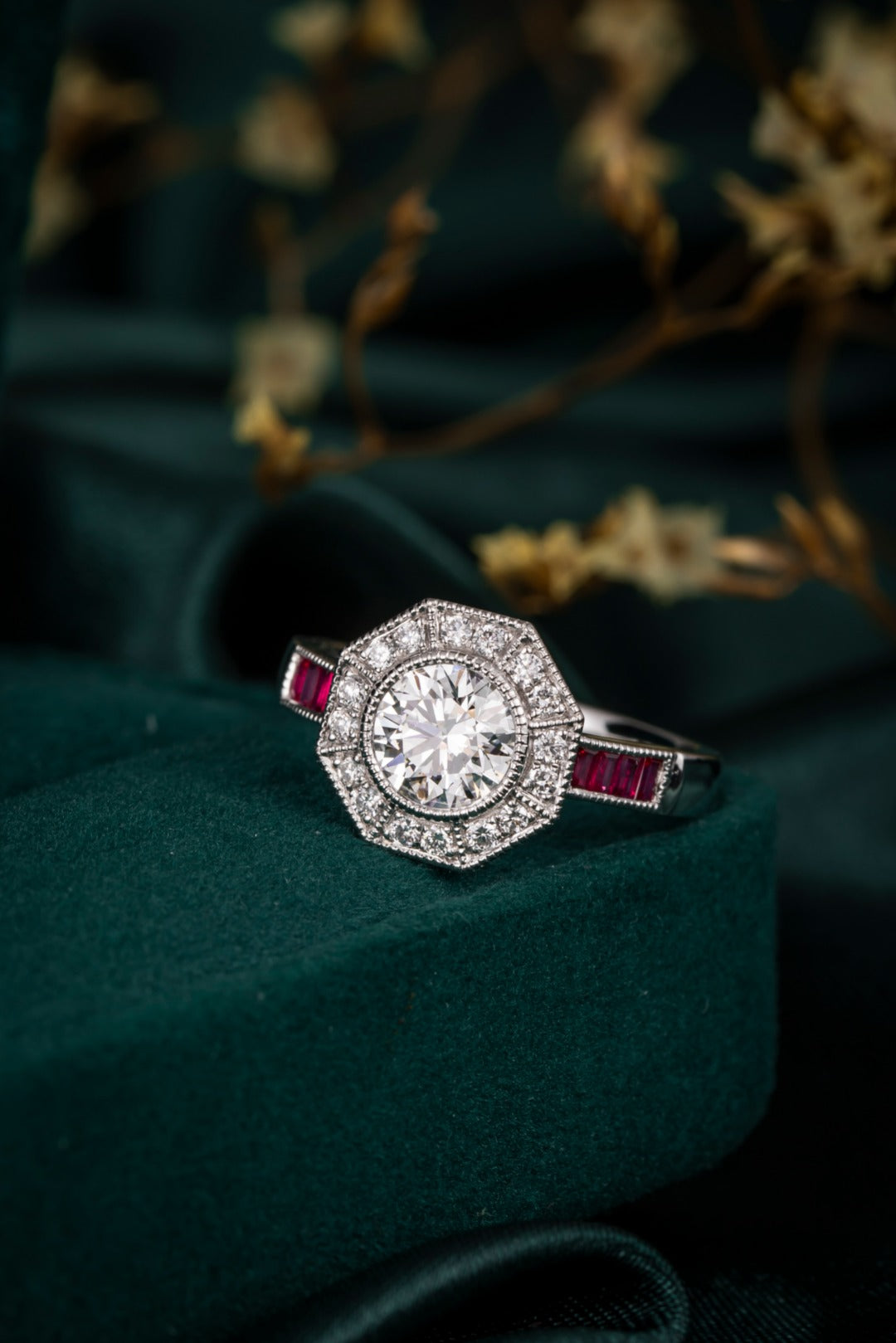 Serwa Jewellery | Octagonal Halo Heritage – PT900 Lab-Grown Diamond Ring