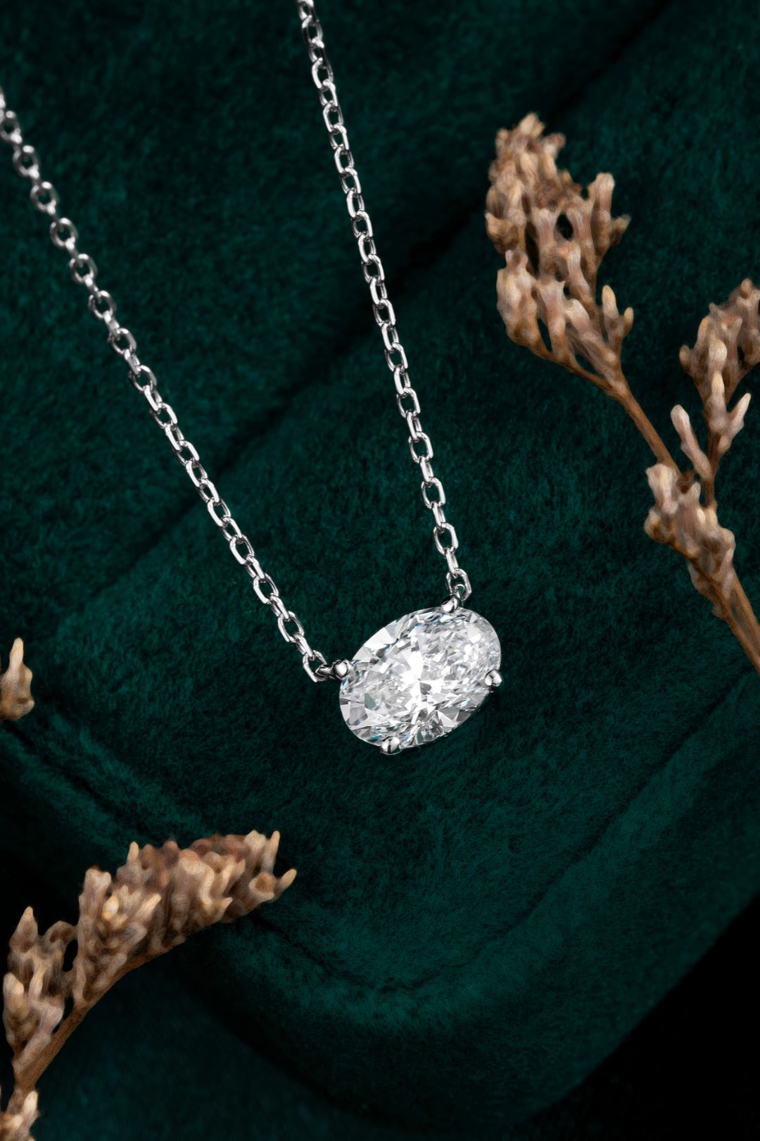 Serwa Jewellery | Oval Solitaire – PT950 Lab-Grown Diamond Necklace