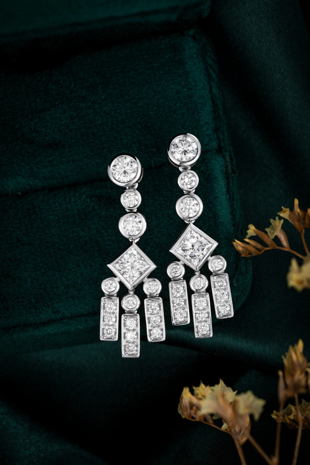 Serwa Jewellery | Architectural Cascade – PT900 Lab-Grown Diamond Earrings