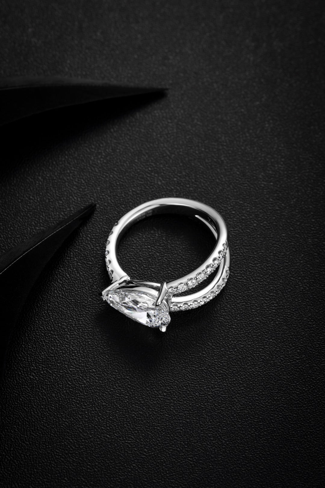 Serwa Jewellery | Pear-Cut Pavé Solitaire – PT900 Lab-Grown Diamond Ring
