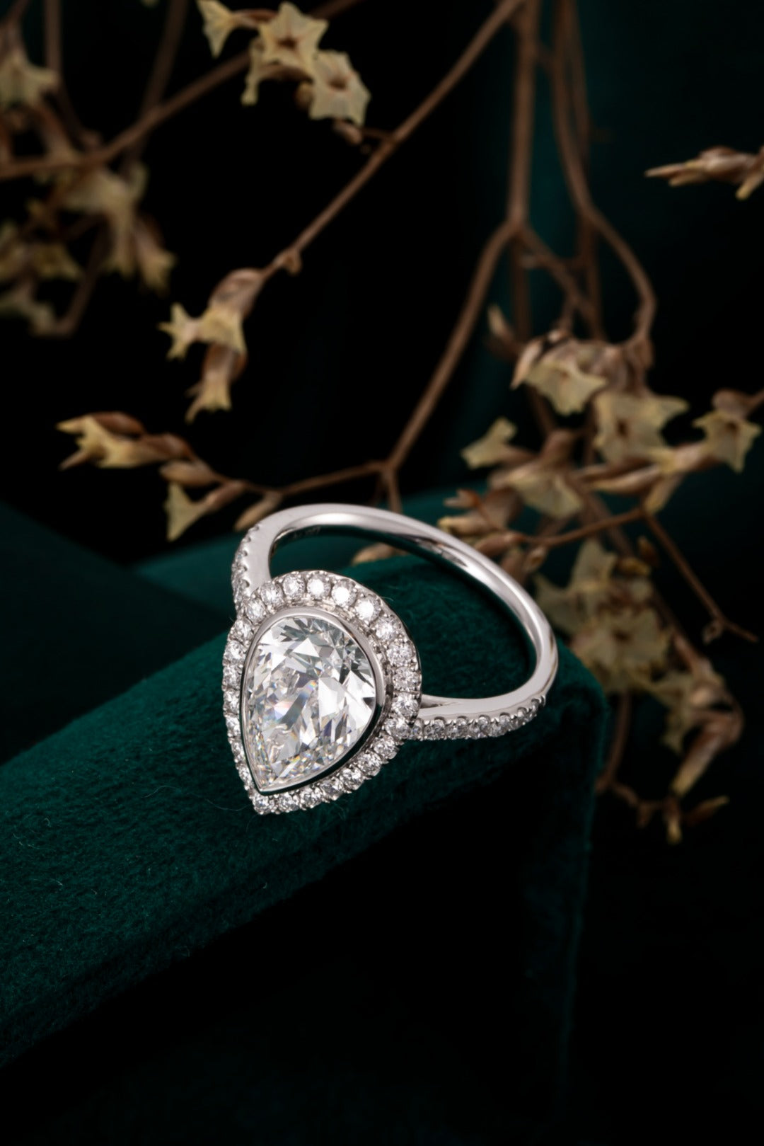 Serwa Jewellery | Pear Halo Grace – PT900 Lab-Grown Diamond Ring