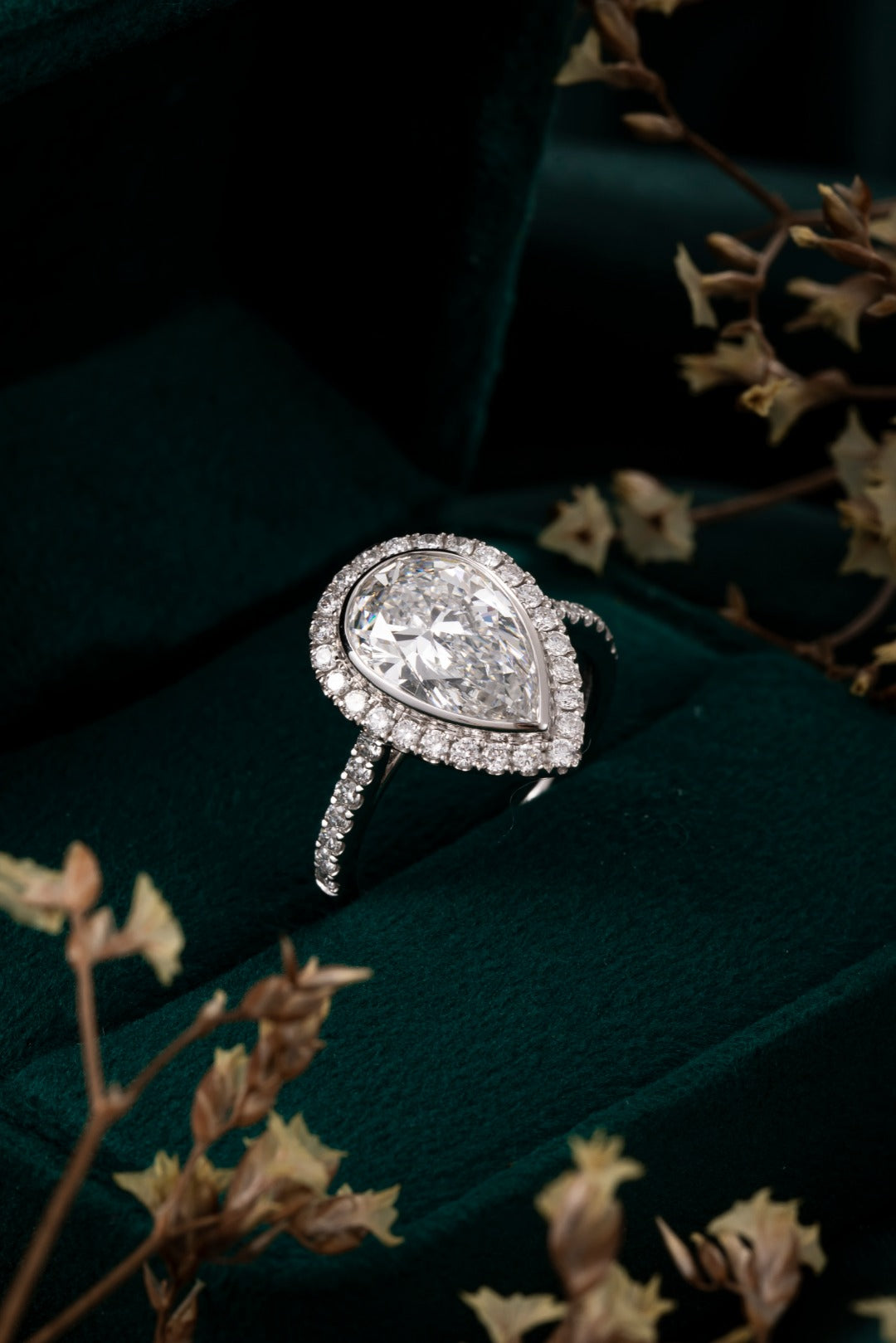 Serwa Jewellery | Pear Halo Grace – PT900 Lab-Grown Diamond Ring