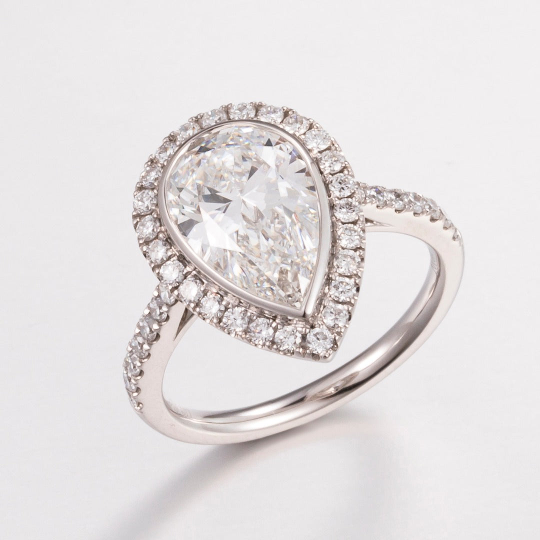Serwa Jewellery | Pear Halo Grace – PT900 Lab-Grown Diamond Ring