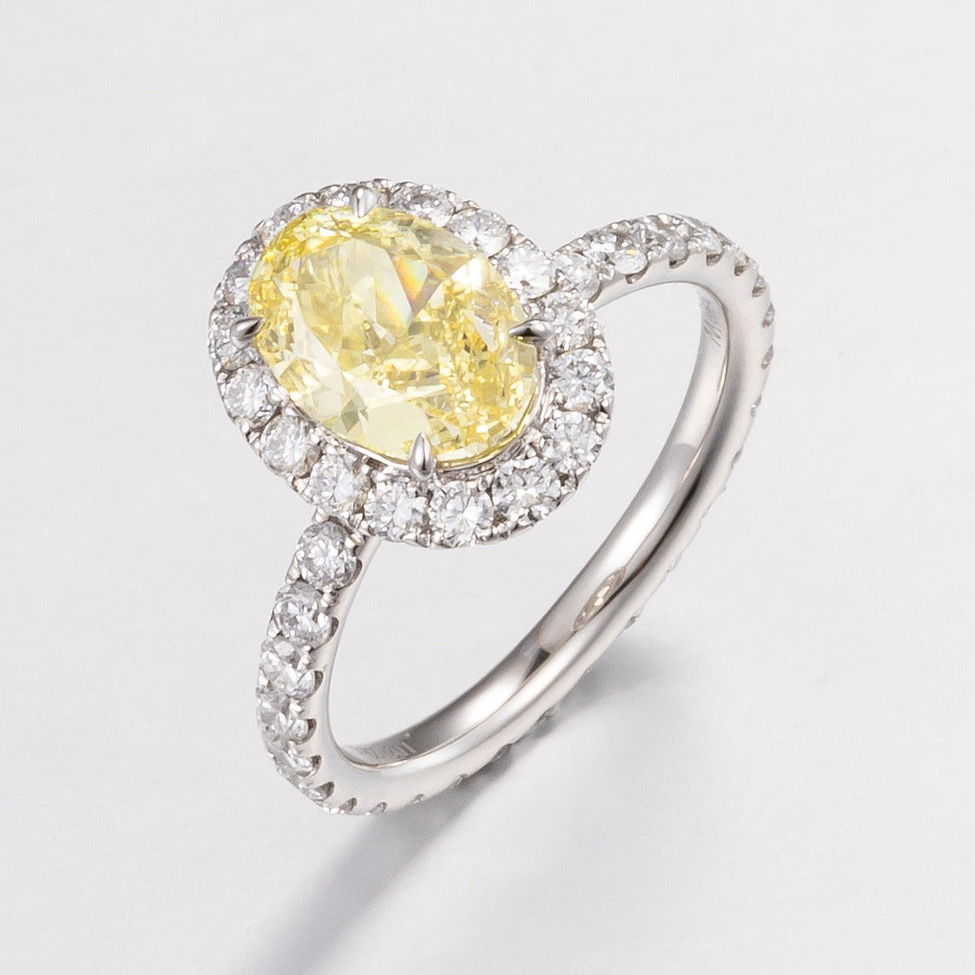 Serwa Jewellery | Golden Halo – PT900 Lab-Grown Yellow Diamond Ring