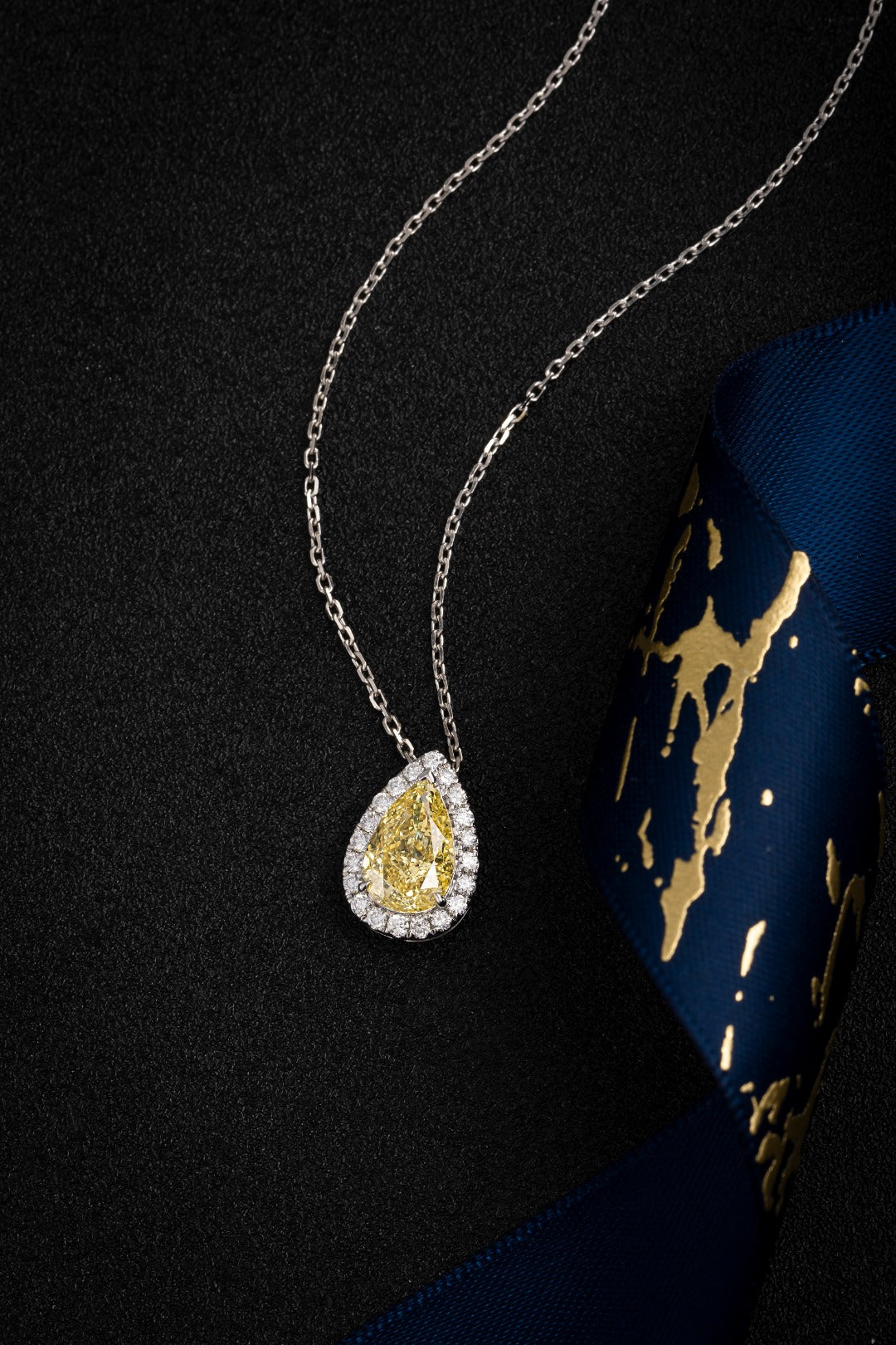 Serwa Jewellery | Golden Tear – PT950 Lab-Grown Yellow Diamond Necklace