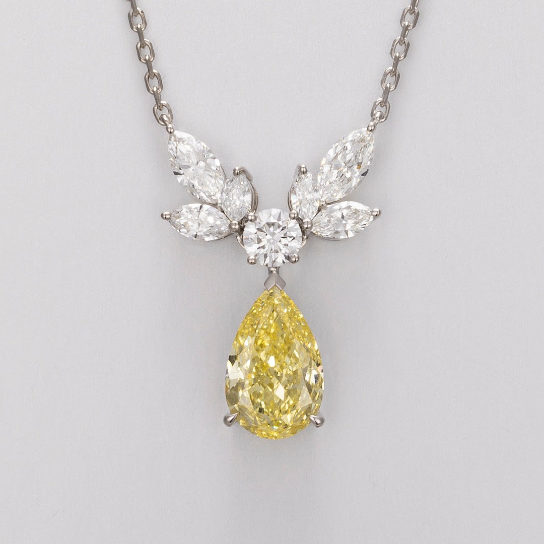 Serwa Jewellery | Golden Petal – PT950 Lab-Grown Yellow Diamond Necklace