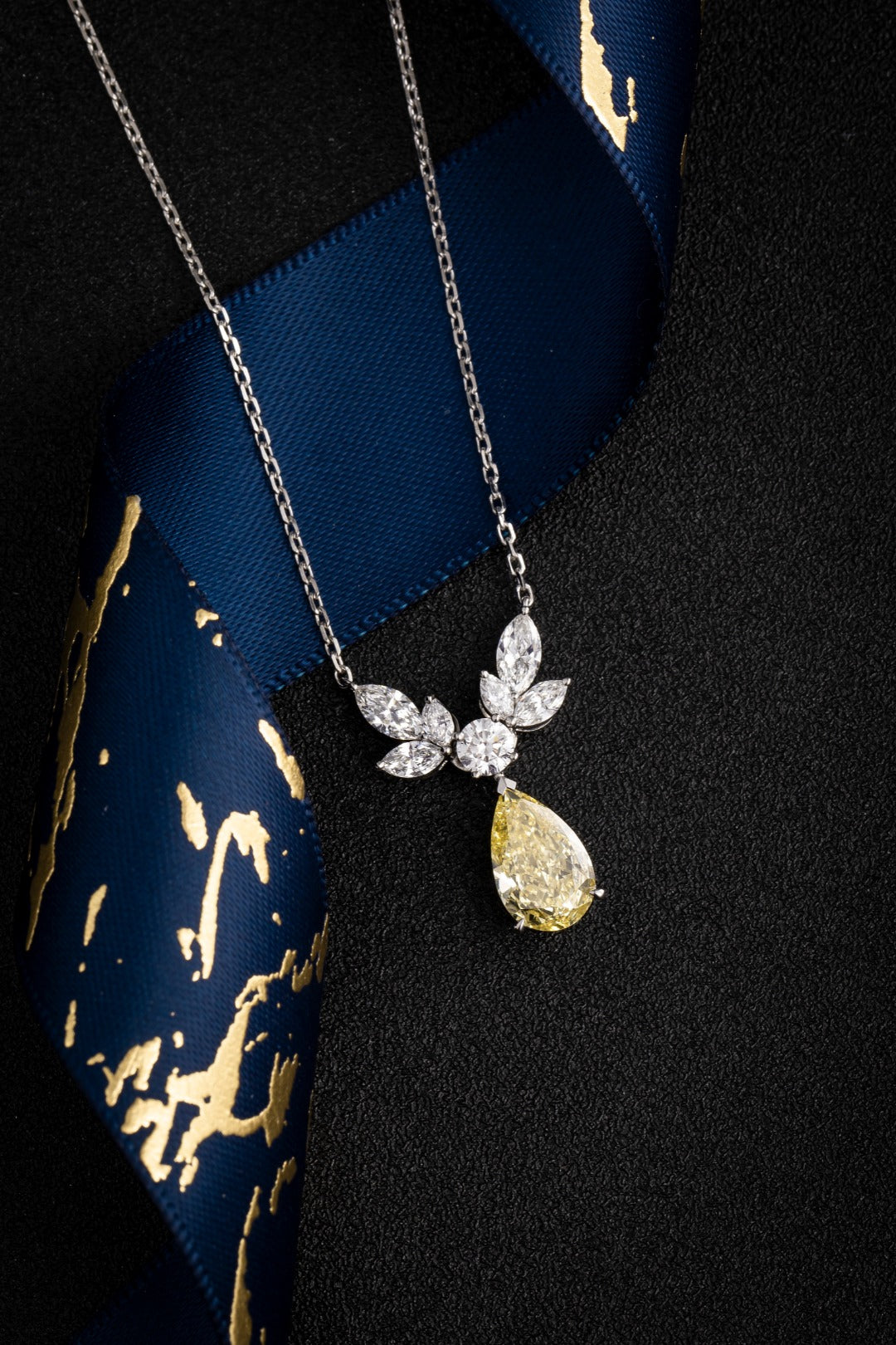 Serwa Jewellery | Golden Petal – PT950 Lab-Grown Yellow Diamond Necklace