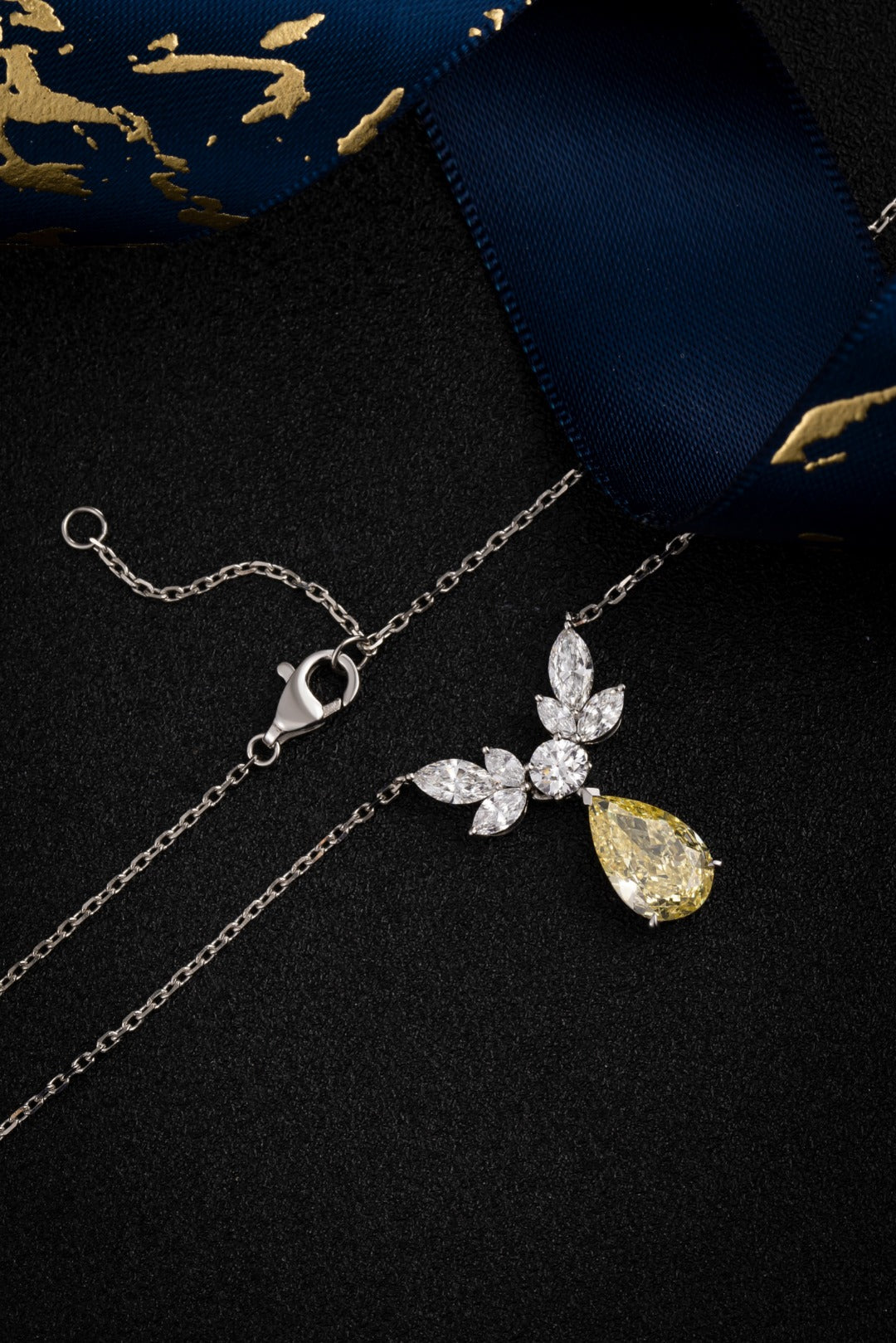 Serwa Jewellery | Golden Petal – PT950 Lab-Grown Yellow Diamond Necklace