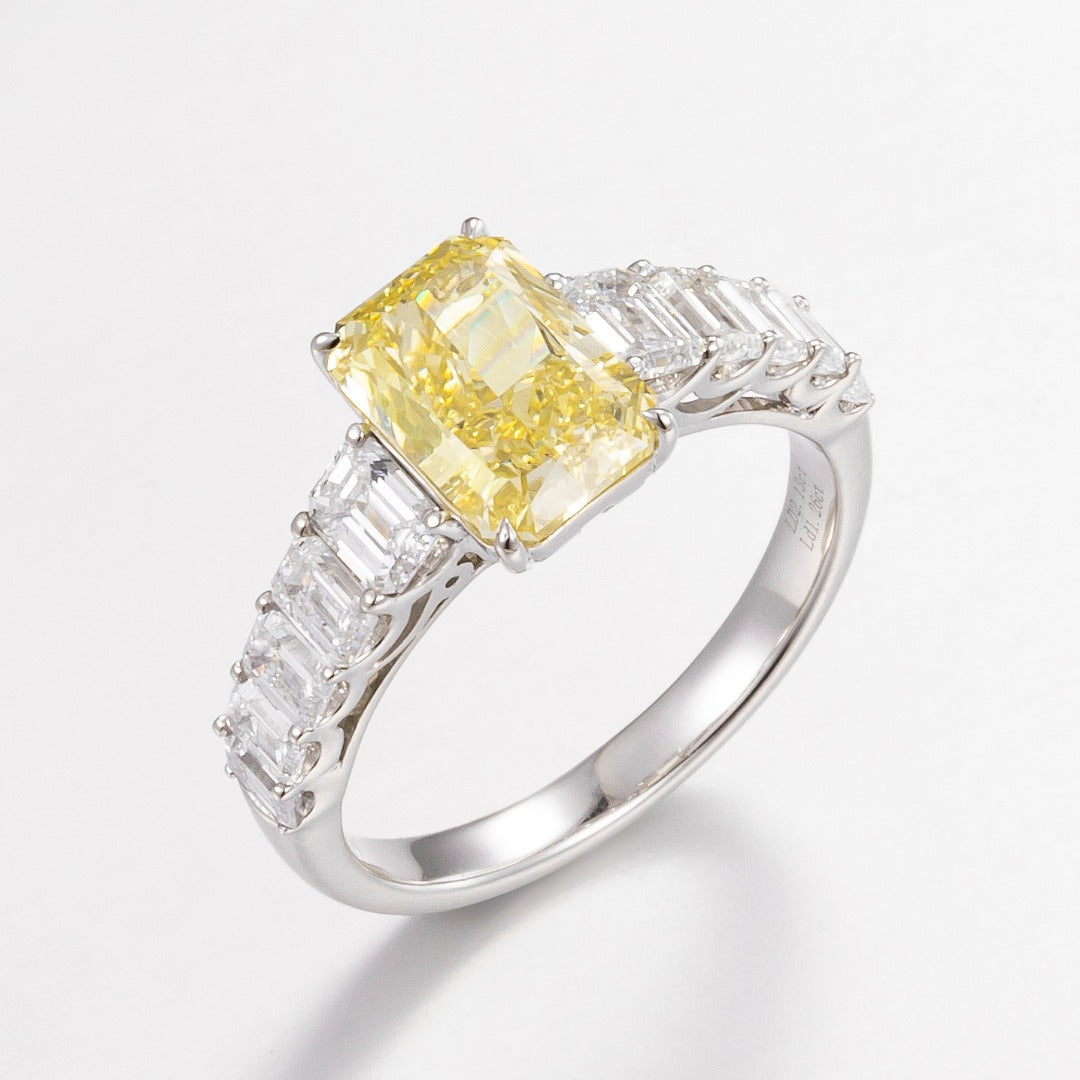 Serwa Jewellery | Emerald Harmony – PT900 Lab-Grown Yellow Diamond Ring