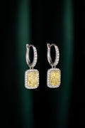 Serwa Jewellery | Radiant Halo Drop – PT900 Lab-Grown Yellow Diamond Earrings